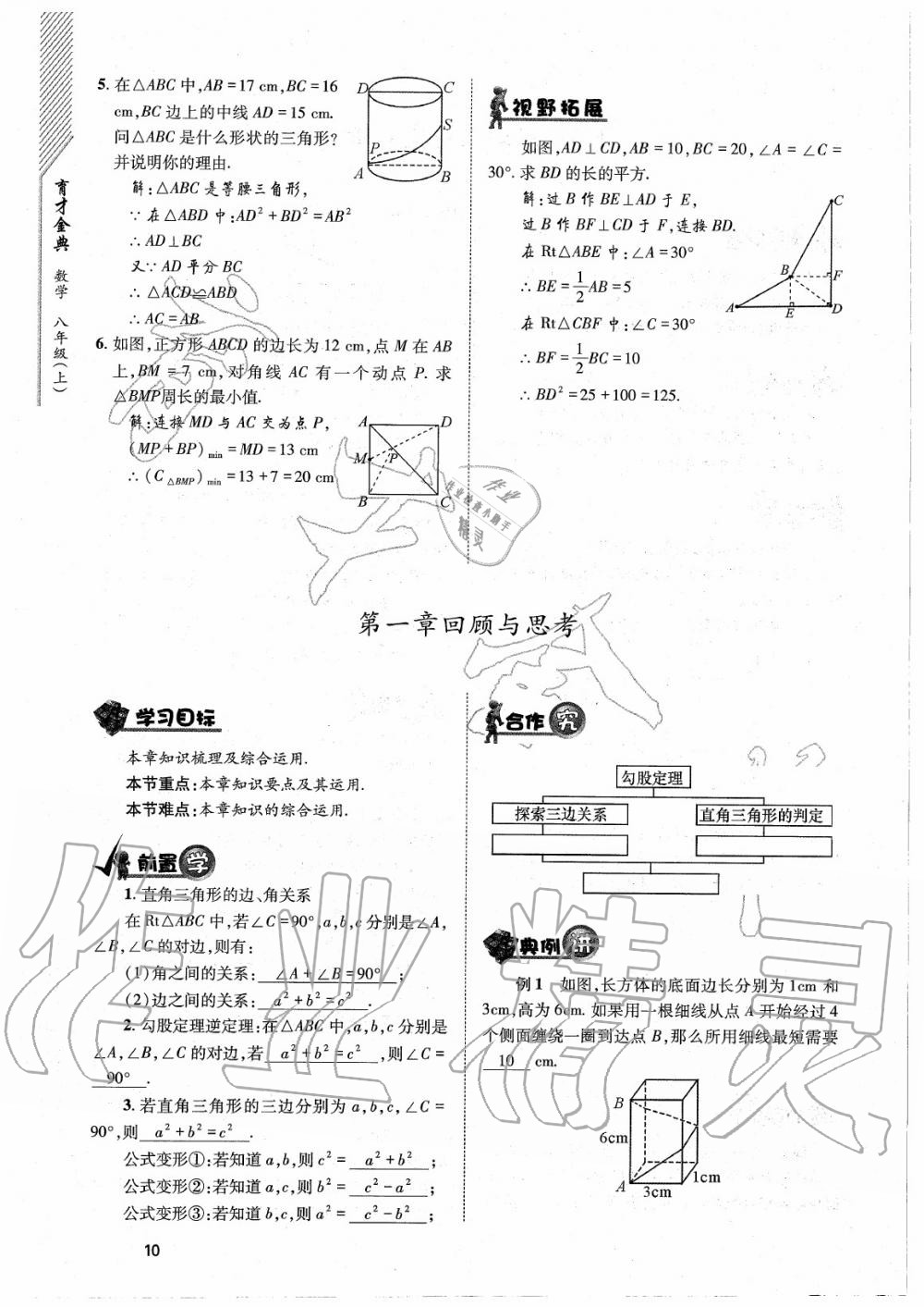 2020年育才金典八年级数学上册北师大版 参考答案第10页