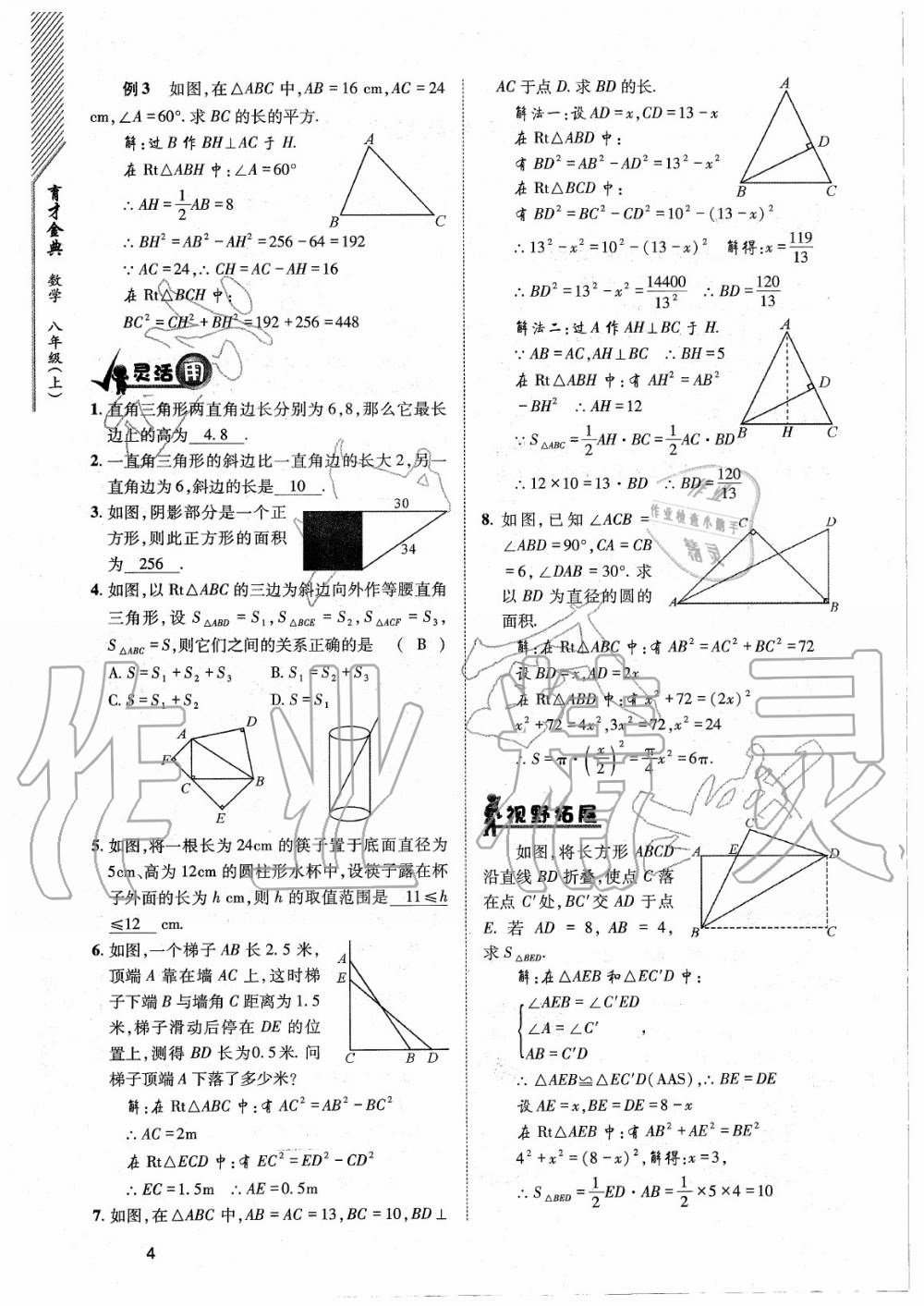 2020年育才金典八年级数学上册北师大版 参考答案第4页