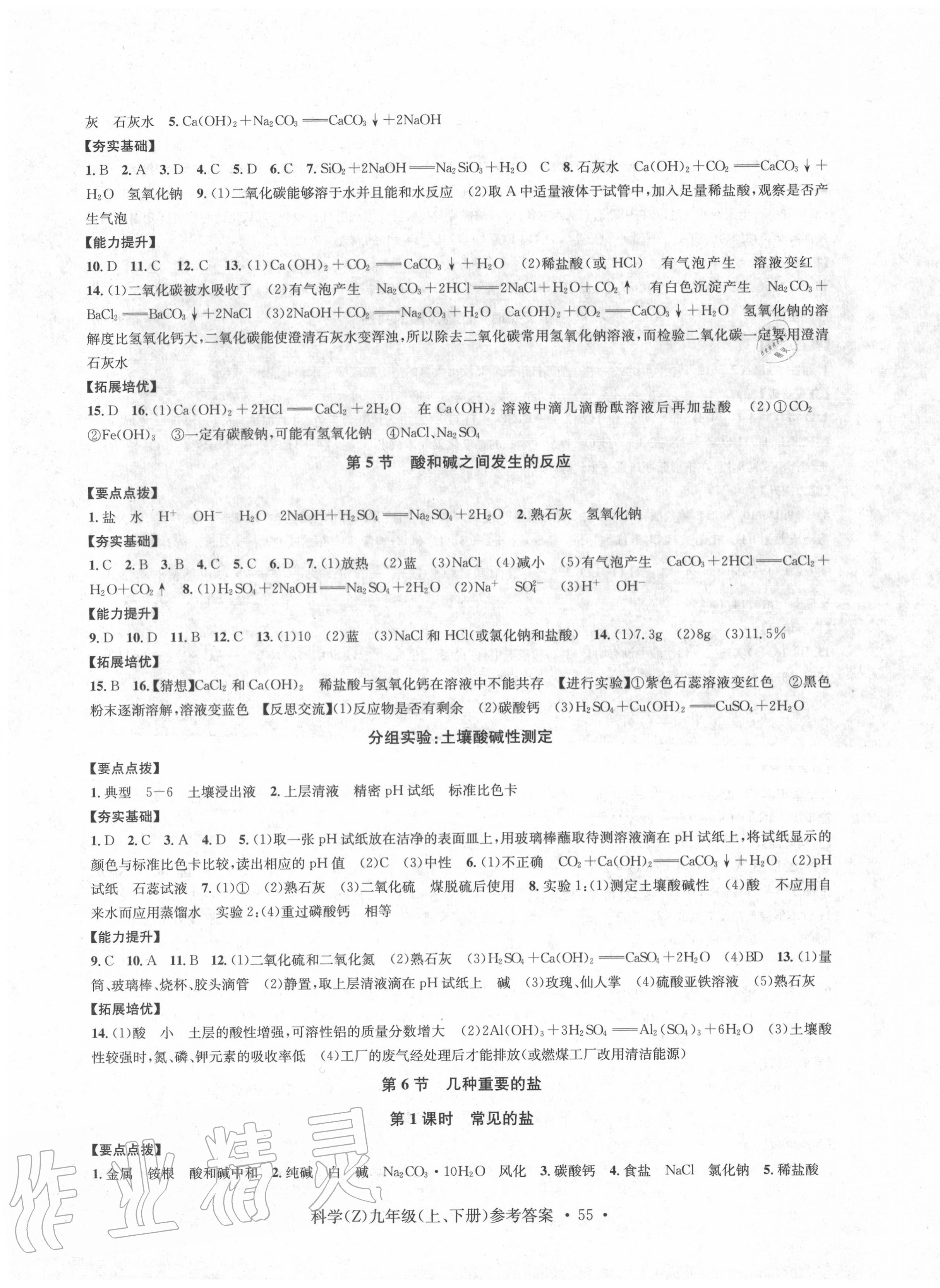 2020年习题e百课时训练九年级科学全一册浙教版 第3页