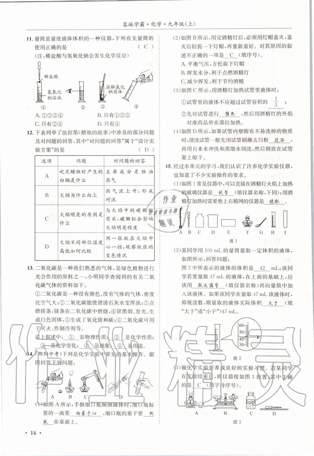 2020年蓉城学霸九年级化学上册人教版 第14页