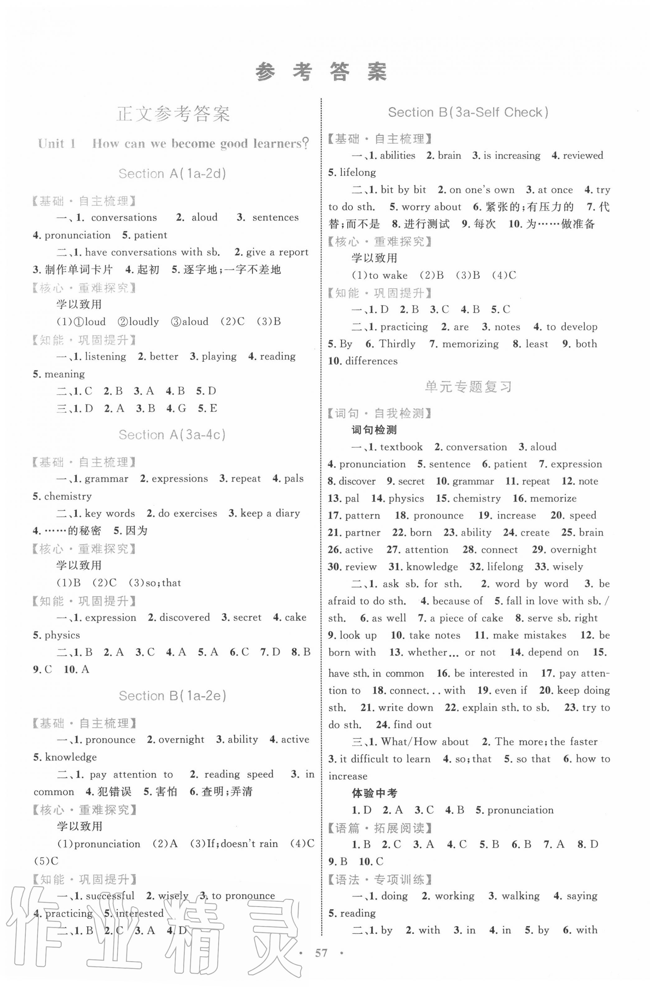 2020年初中同步學習目標與檢測九年級英語全一冊 第1頁