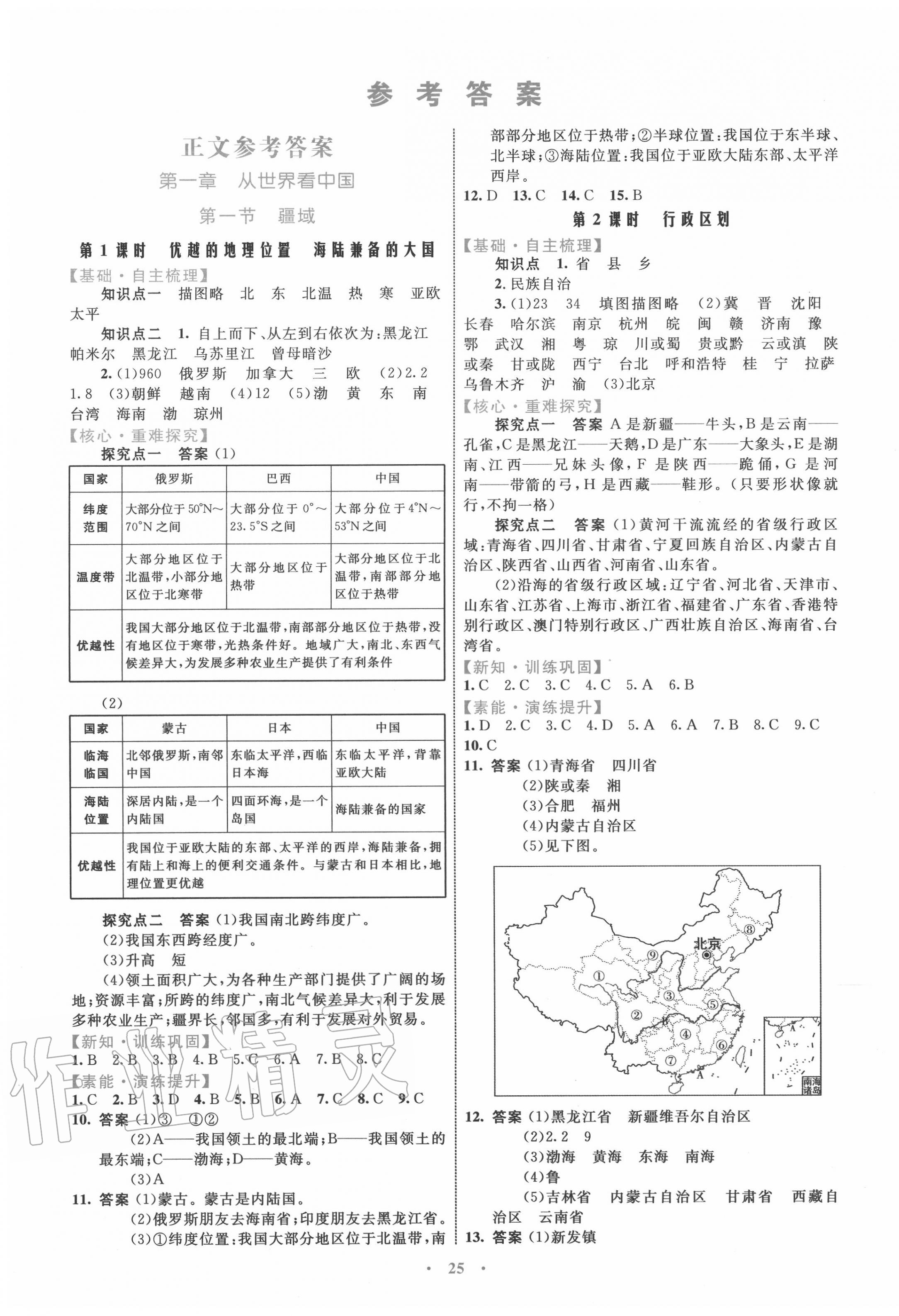 2020年初中同步學(xué)習(xí)目標(biāo)與檢測(cè)八年級(jí)地理上冊(cè)人教版 第1頁