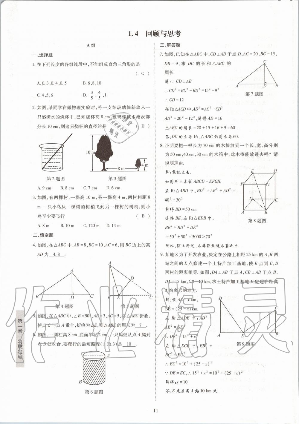 2020年金典训练八年级数学上册北师大版 参考答案第11页