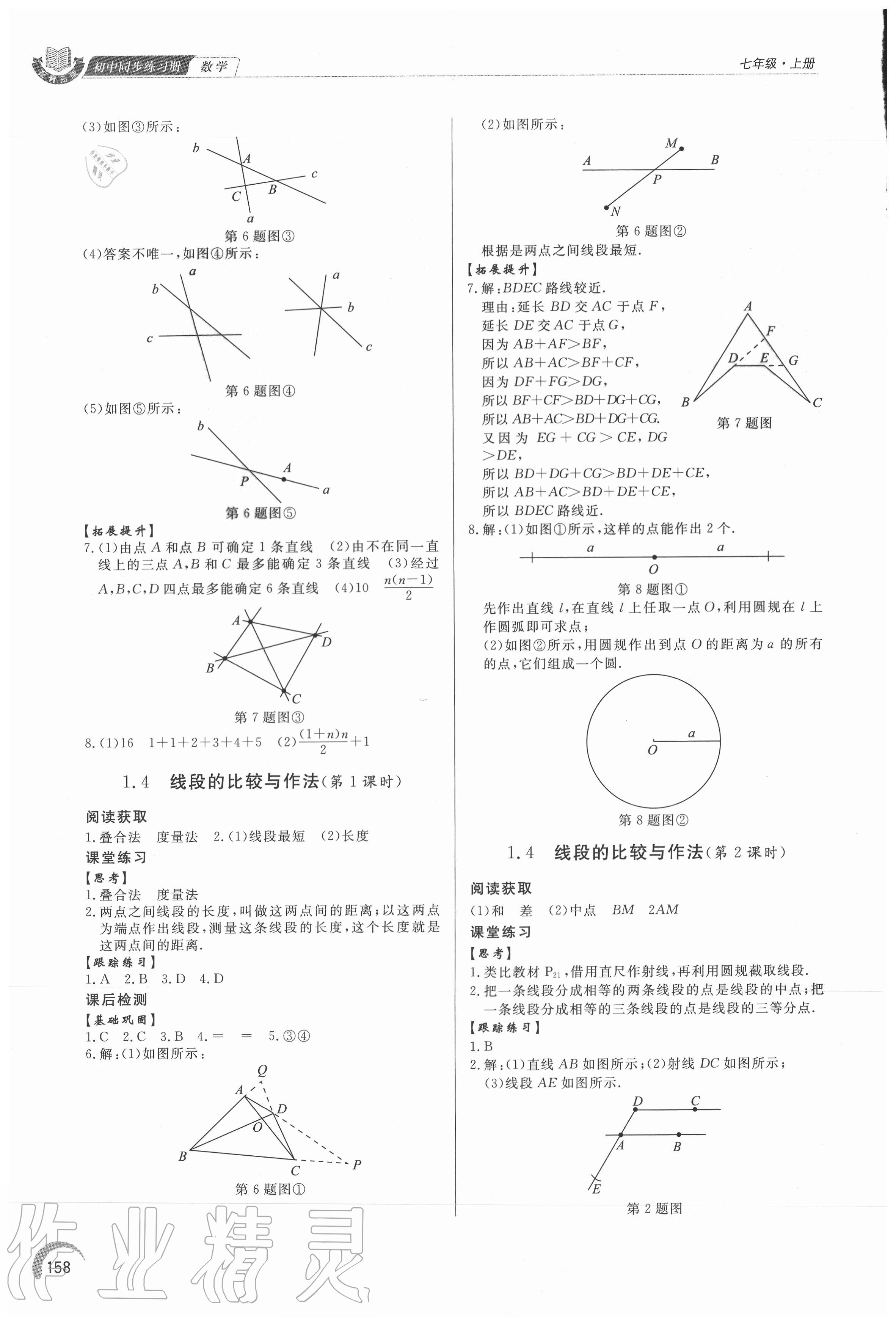 2020年初中同步练习册七年级数学上册青岛版 参考答案第3页