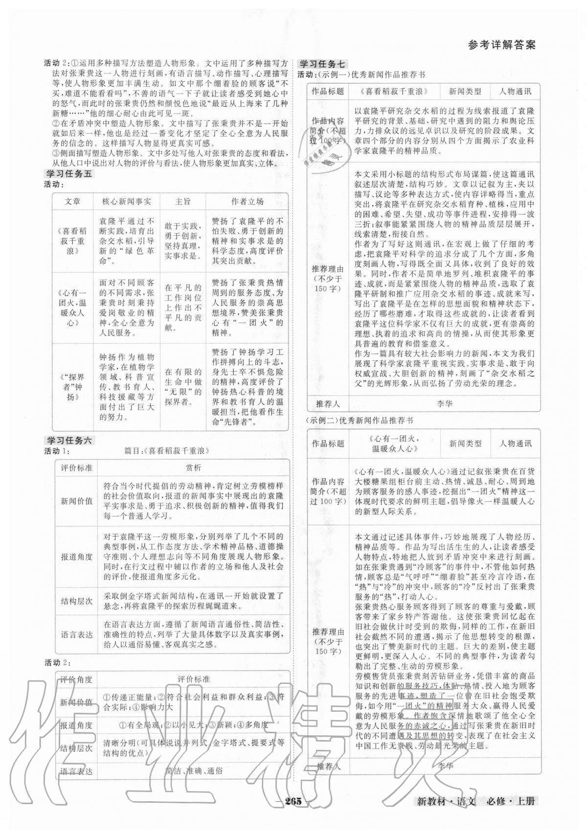 2020年金版教程高中新課程創(chuàng)新導學案語文必修上冊人教版 參考答案第7頁