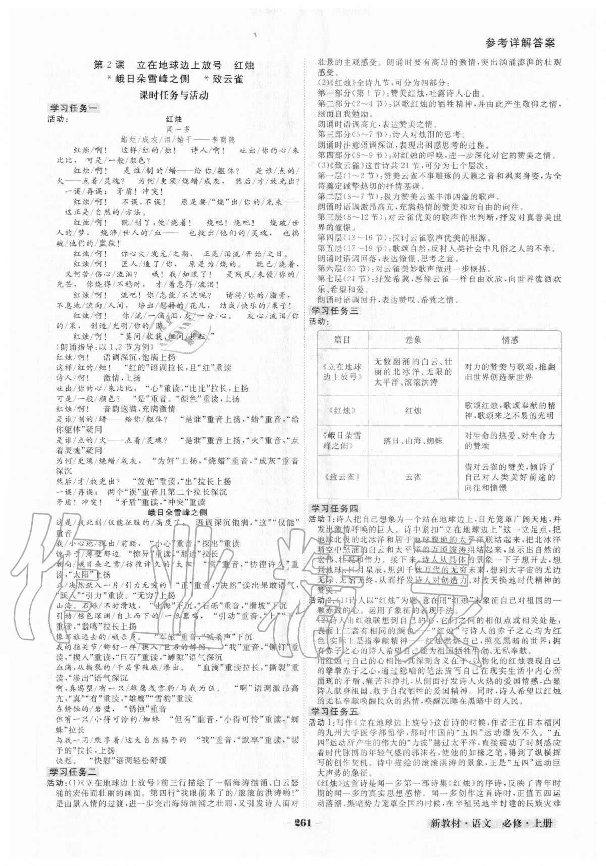 2020年金版教程高中新課程創(chuàng)新導(dǎo)學(xué)案語文必修上冊人教版 參考答案第3頁