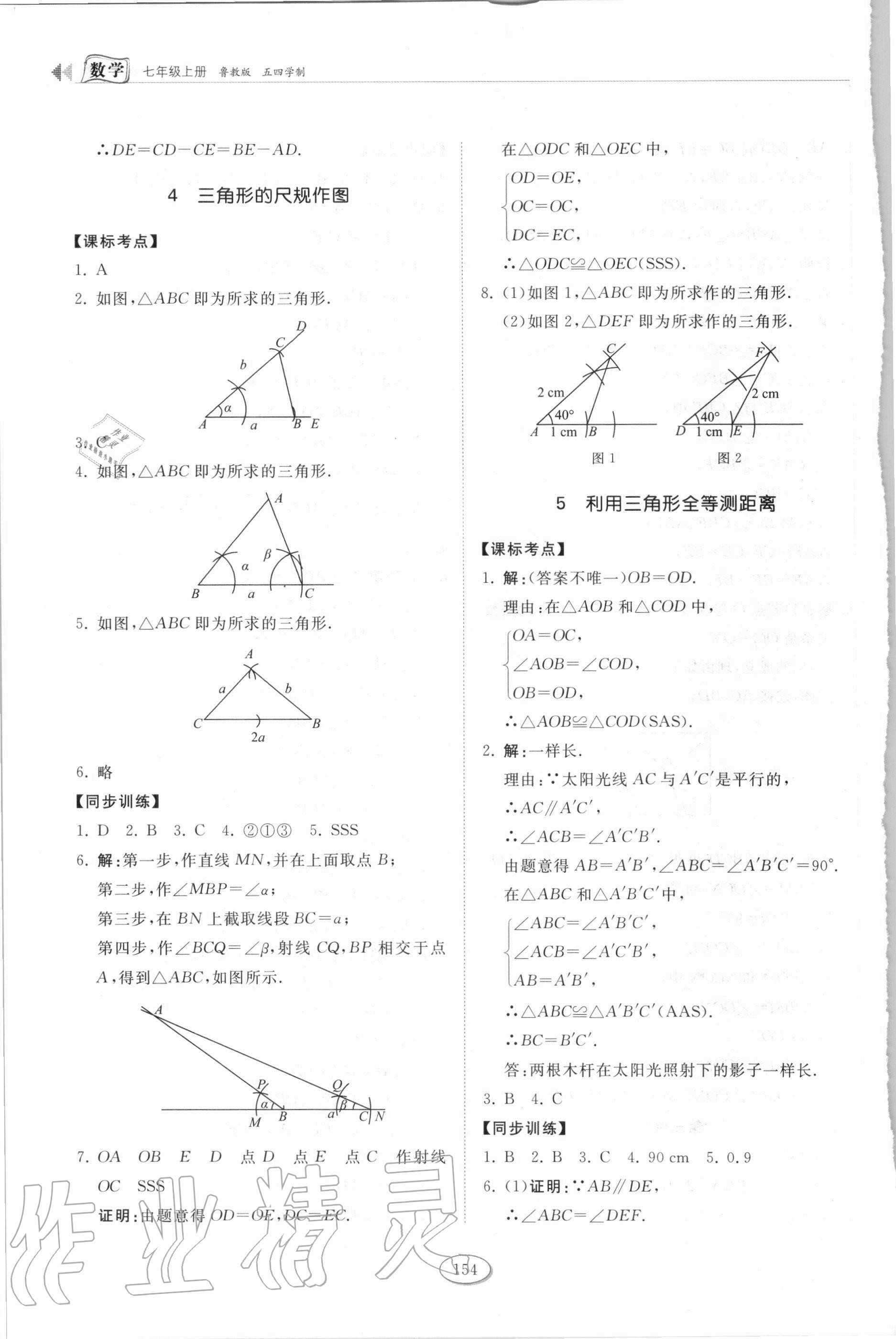 2020年初中同步练习册山东七年级数学上册鲁教版54制 第4页