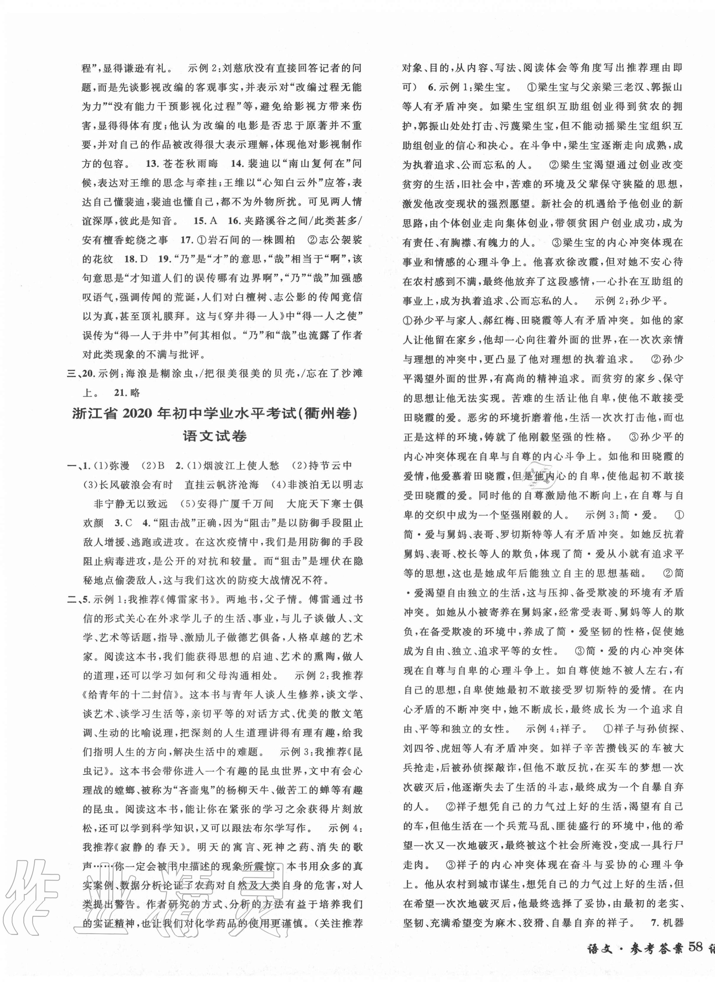 2020年3年中考試卷匯編中考考什么語文 第7頁