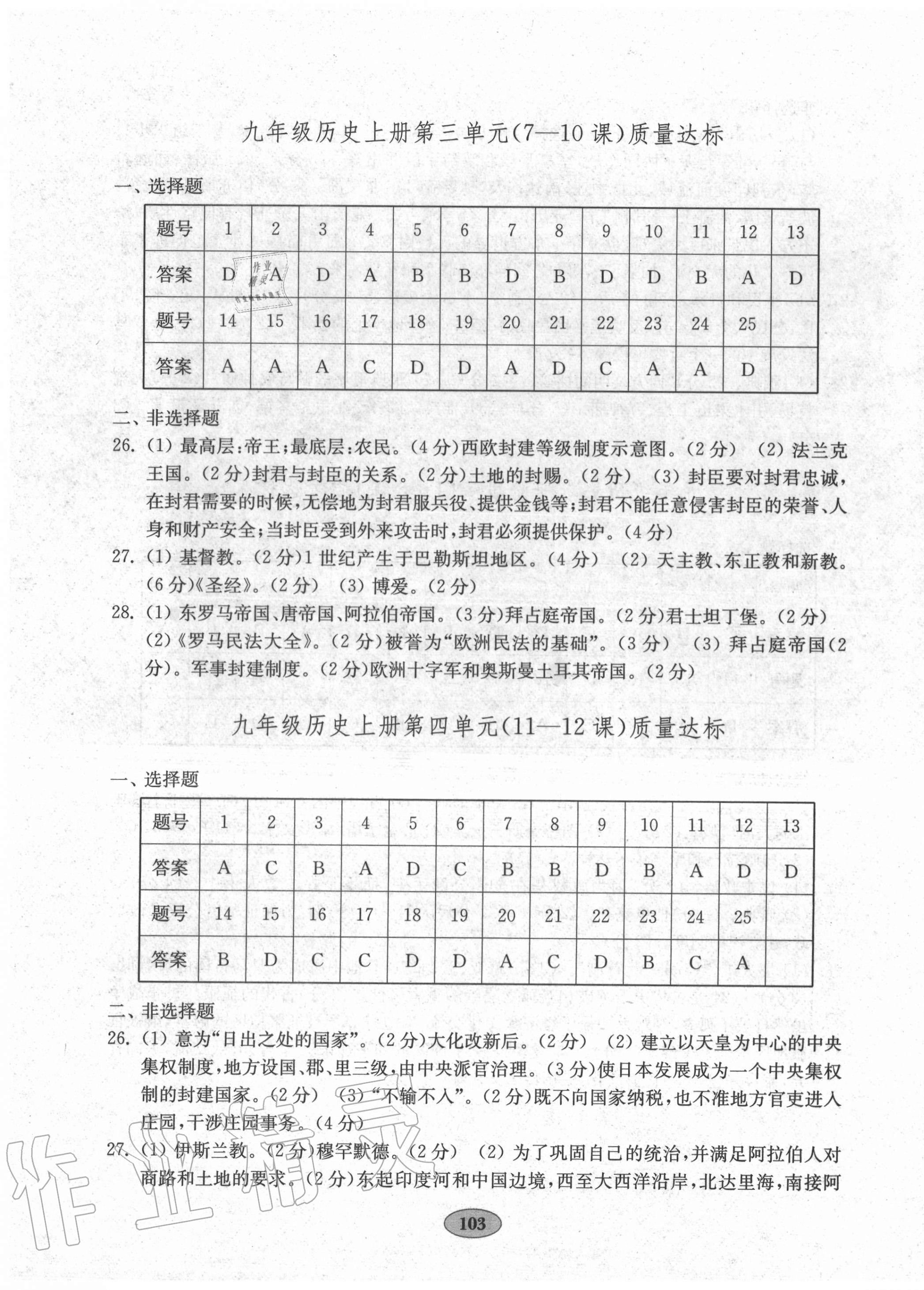 2020年初中历史单元质量达标九年级全一册人教版 第3页