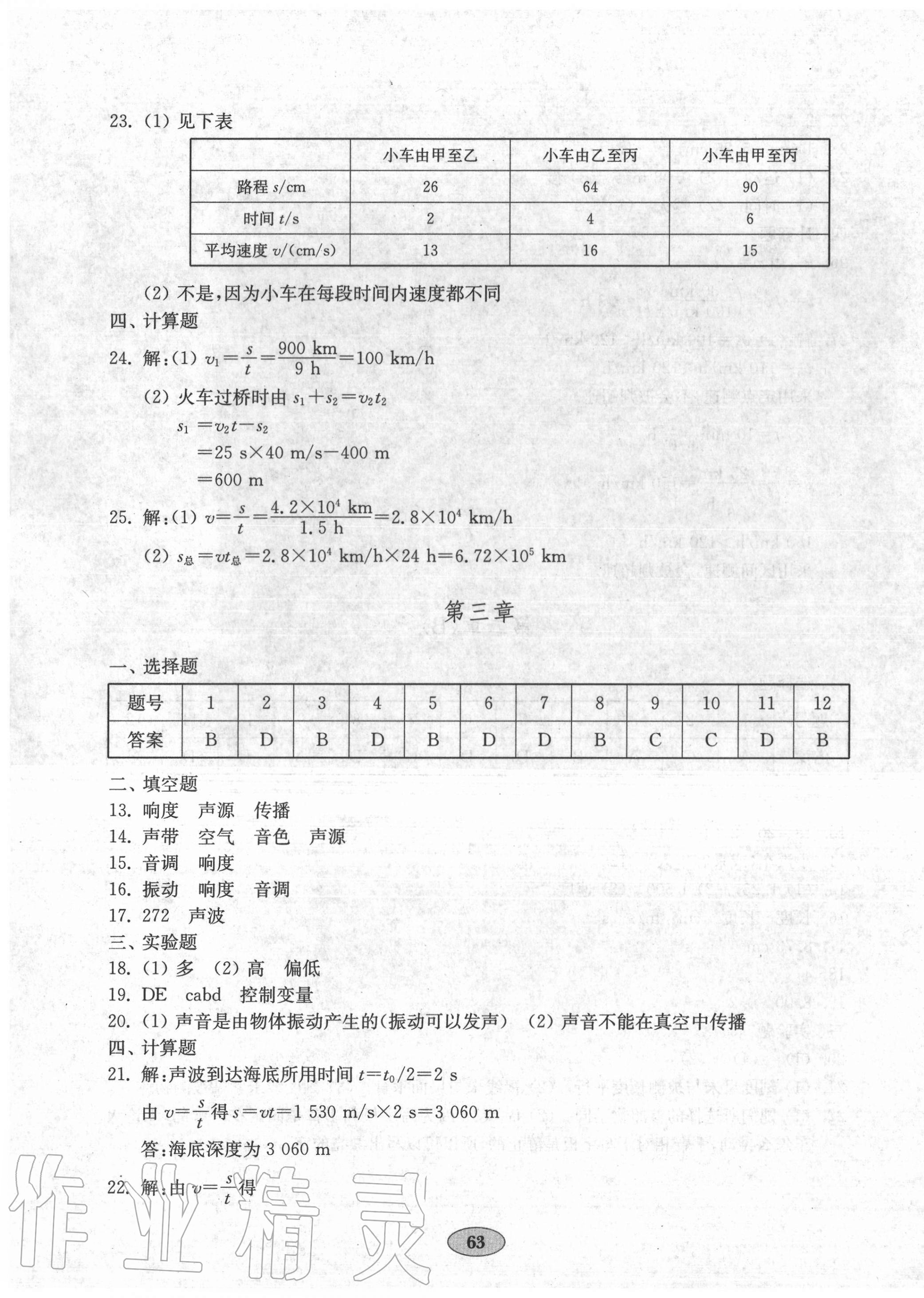 2020年初中物理单元质量达标八年级上册沪科版 第3页