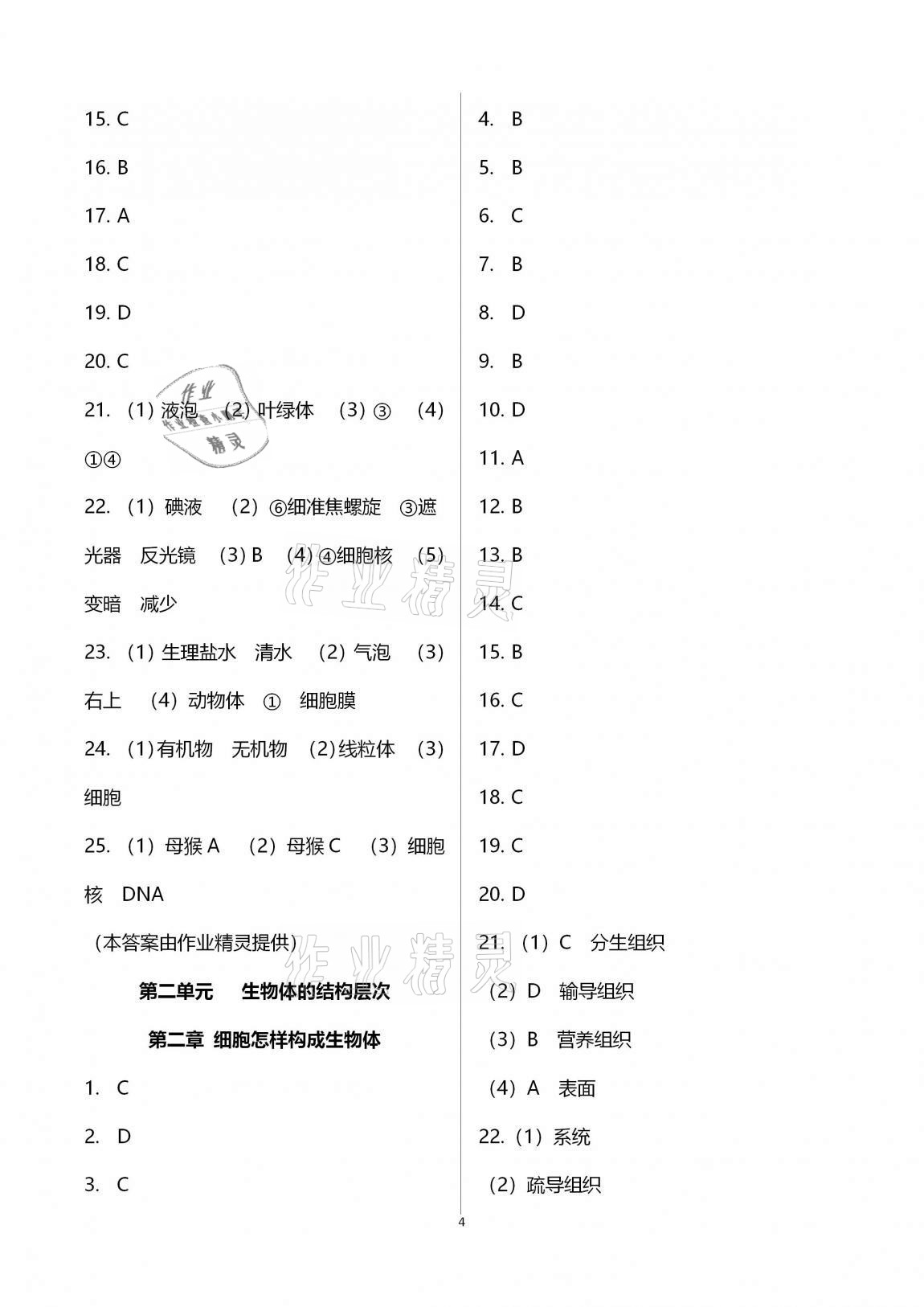 2020年新課標(biāo)節(jié)節(jié)高單元評(píng)價(jià)與階段月考試卷七年級(jí)生物學(xué)上冊(cè)人教版 第4頁(yè)