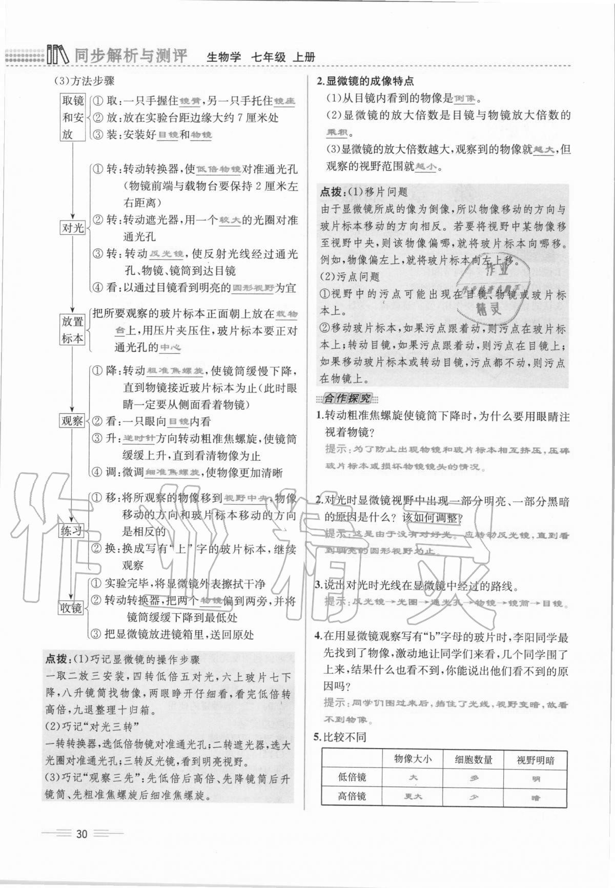 2020年人教金學(xué)典同步解析與測評七年級生物學(xué)上冊人教版云南專版 第30頁