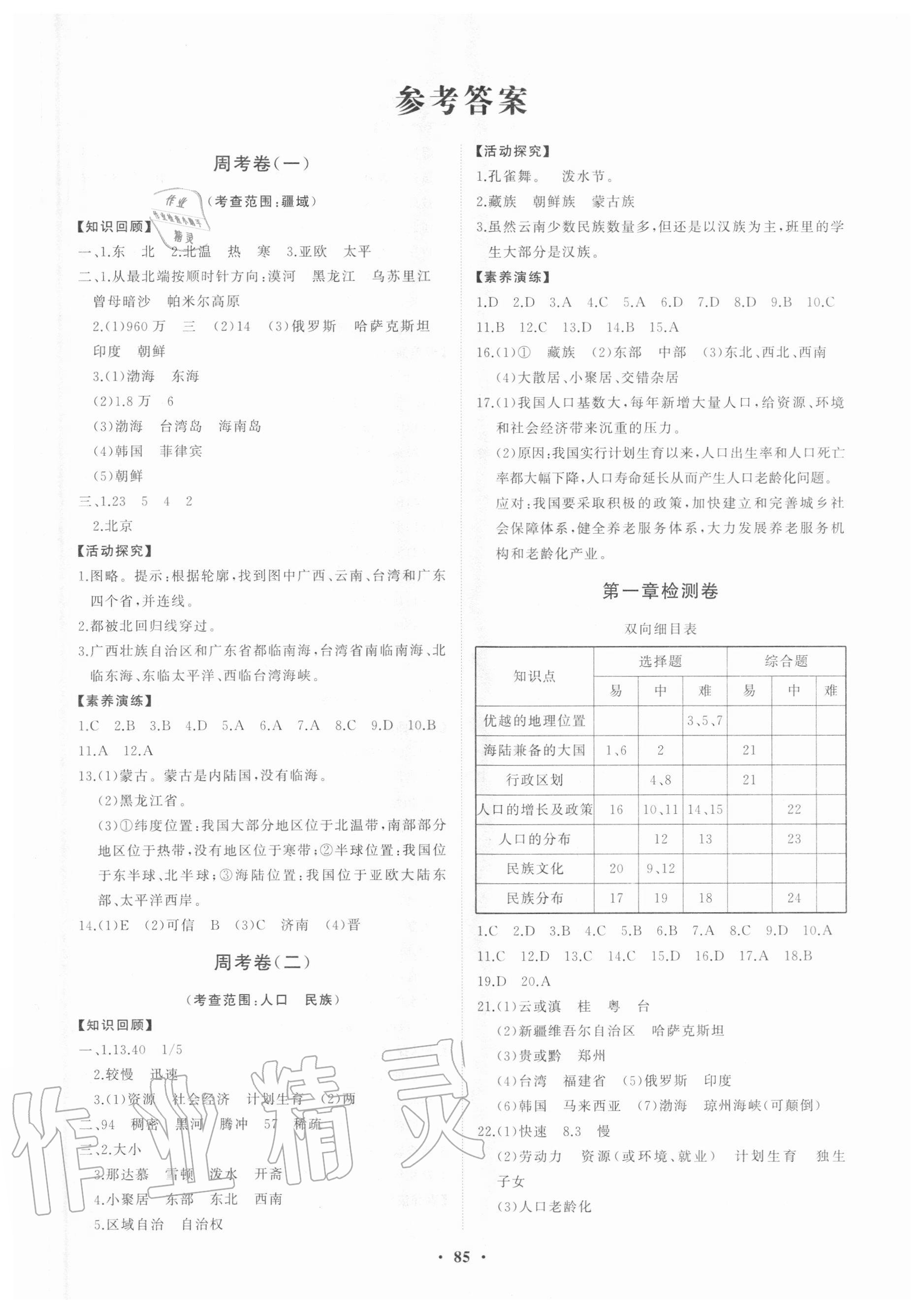 2020年初中同步练习册分层卷八年级地理上册人教版 第1页