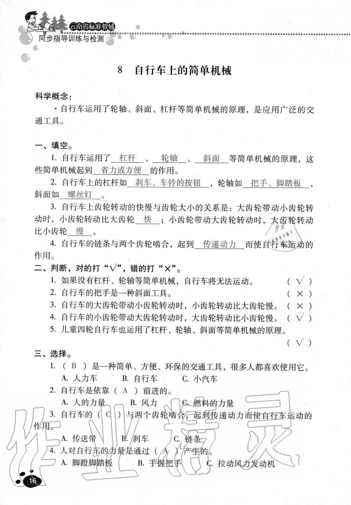 2020年云南省标准教辅同步指导训练与检测六年级科学上册教科版 第15页