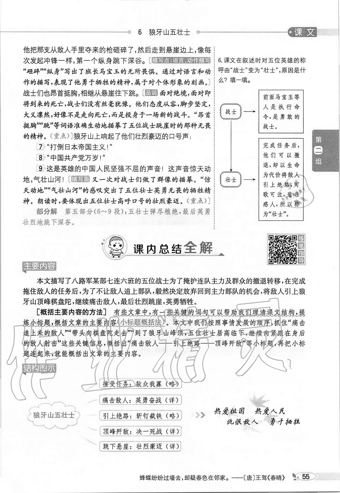 2020年小學(xué)教材全解六年級(jí)語(yǔ)文上冊(cè)人教版 參考答案第55頁(yè)