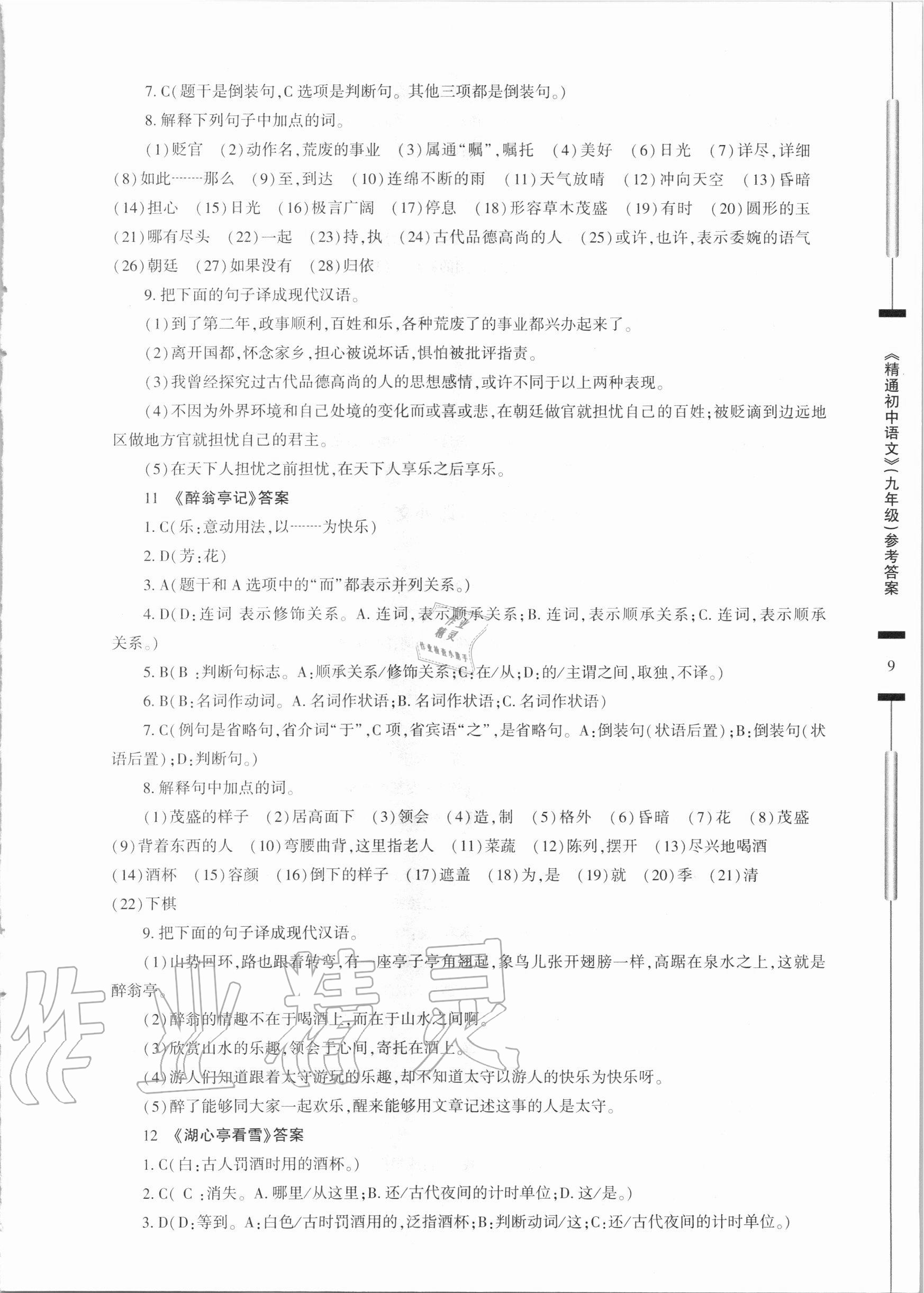 2020年精通初中语文九年级人教版 第9页