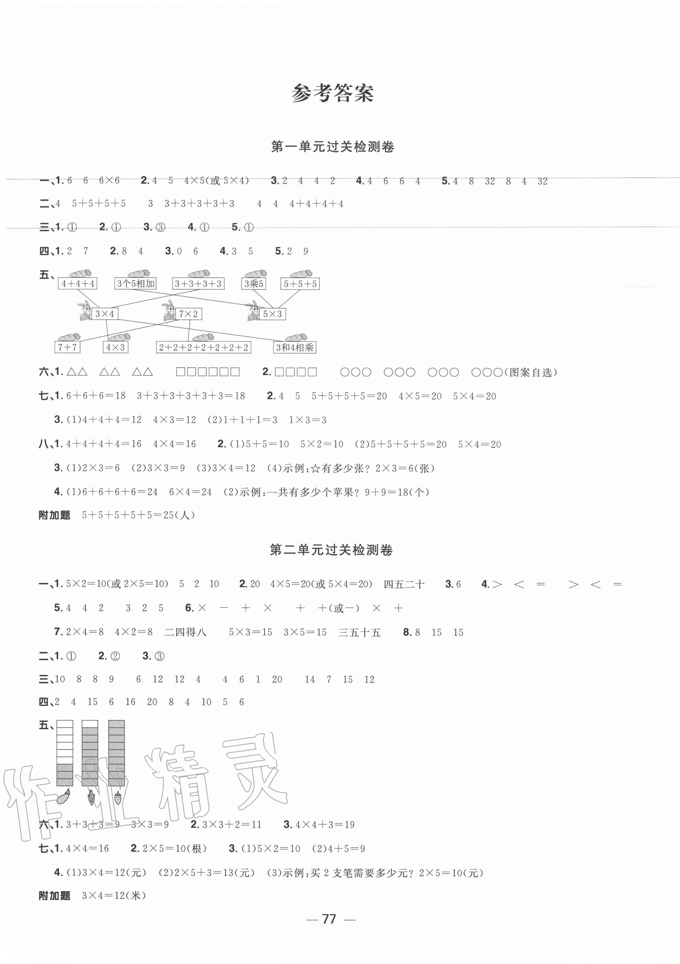 2020年阳光同学一线名师全优好卷二年级数学上册青岛版 第1页