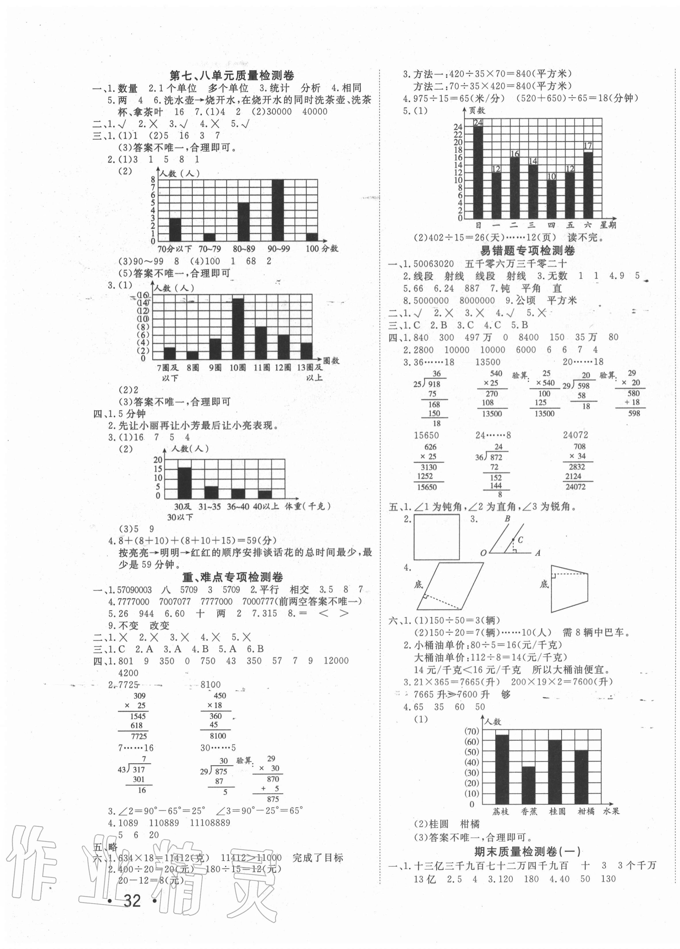 2020年学海金考卷四年级数学上册人教版 第3页