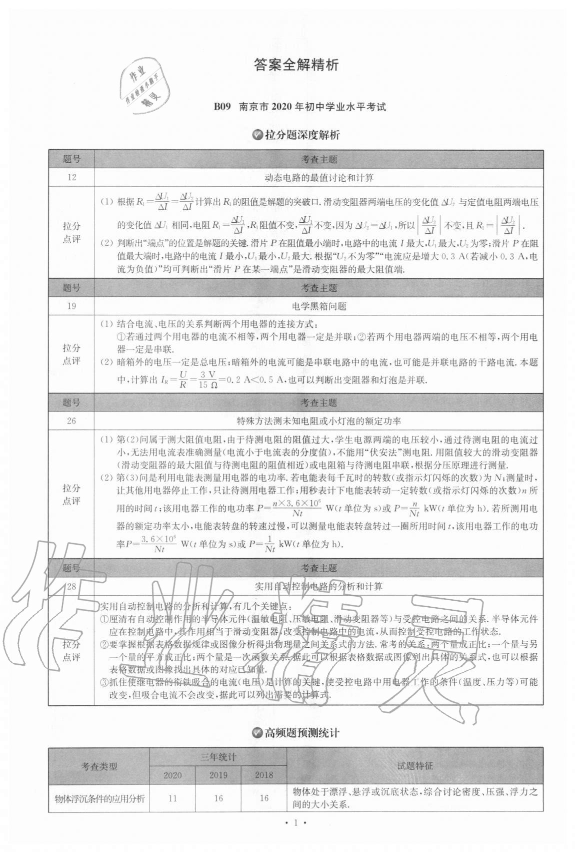 2021年江蘇13大市中考試卷與標準模擬優(yōu)化38套物理 參考答案第1頁