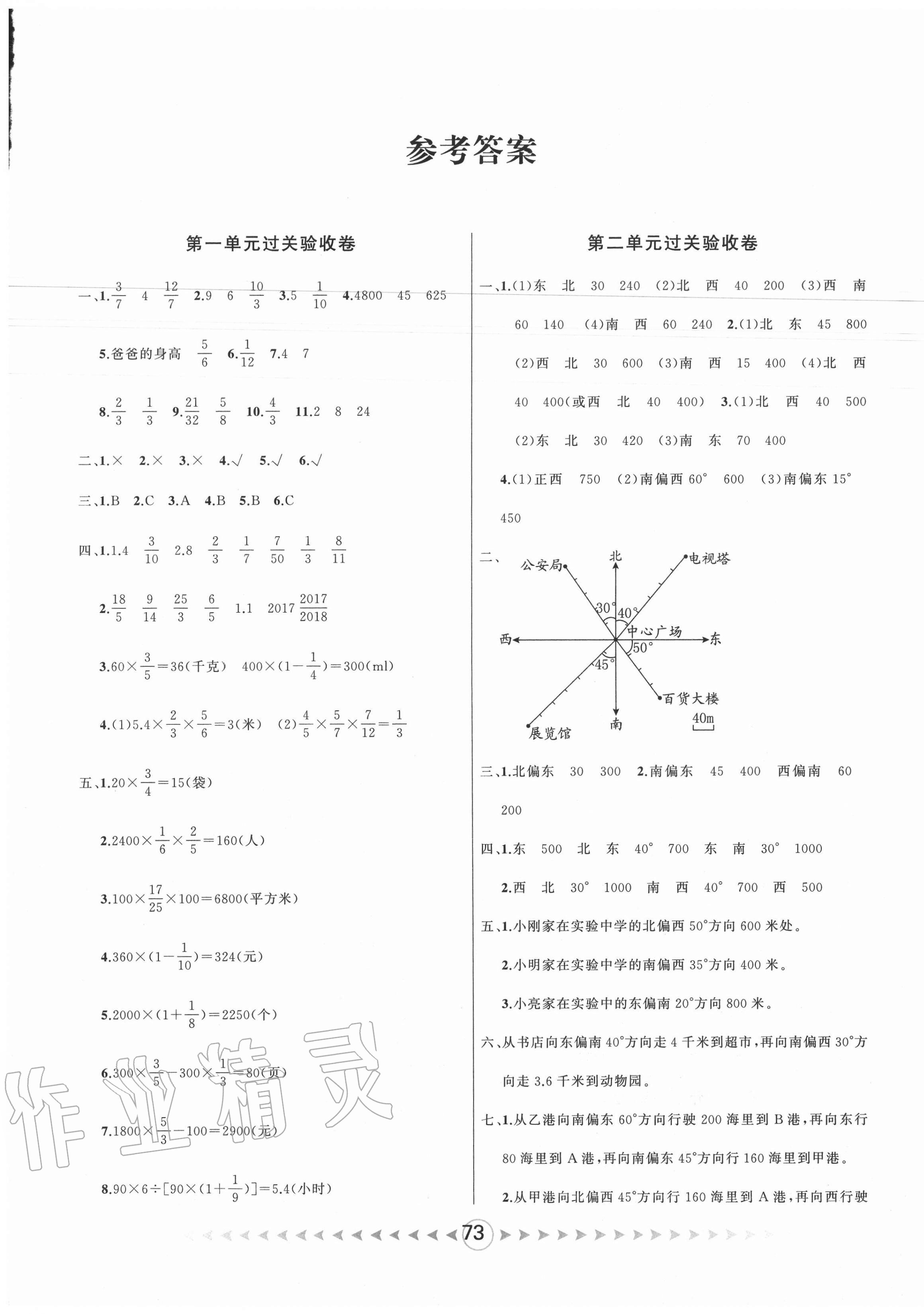 2020年优卷总动员六年级数学上册人教版 第1页