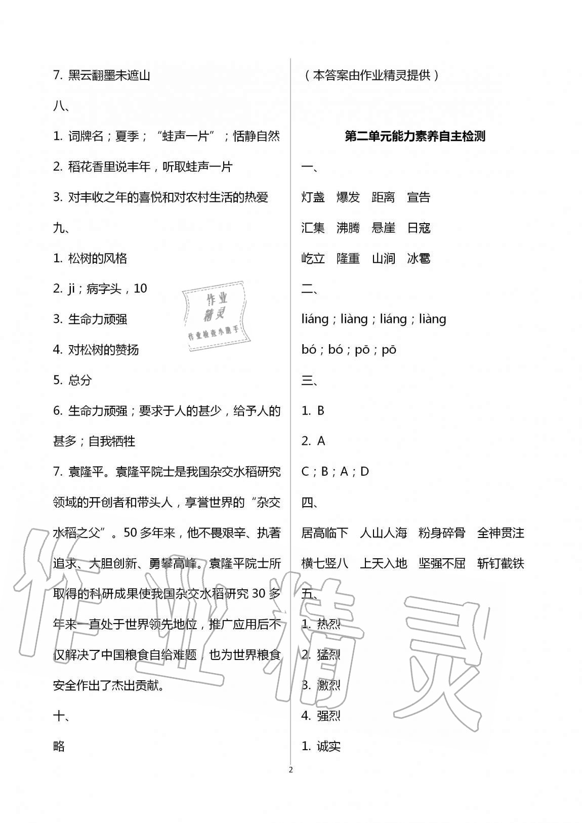 2020年小學(xué)能力素養(yǎng)自主檢測六年級語文上冊人教版 第2頁