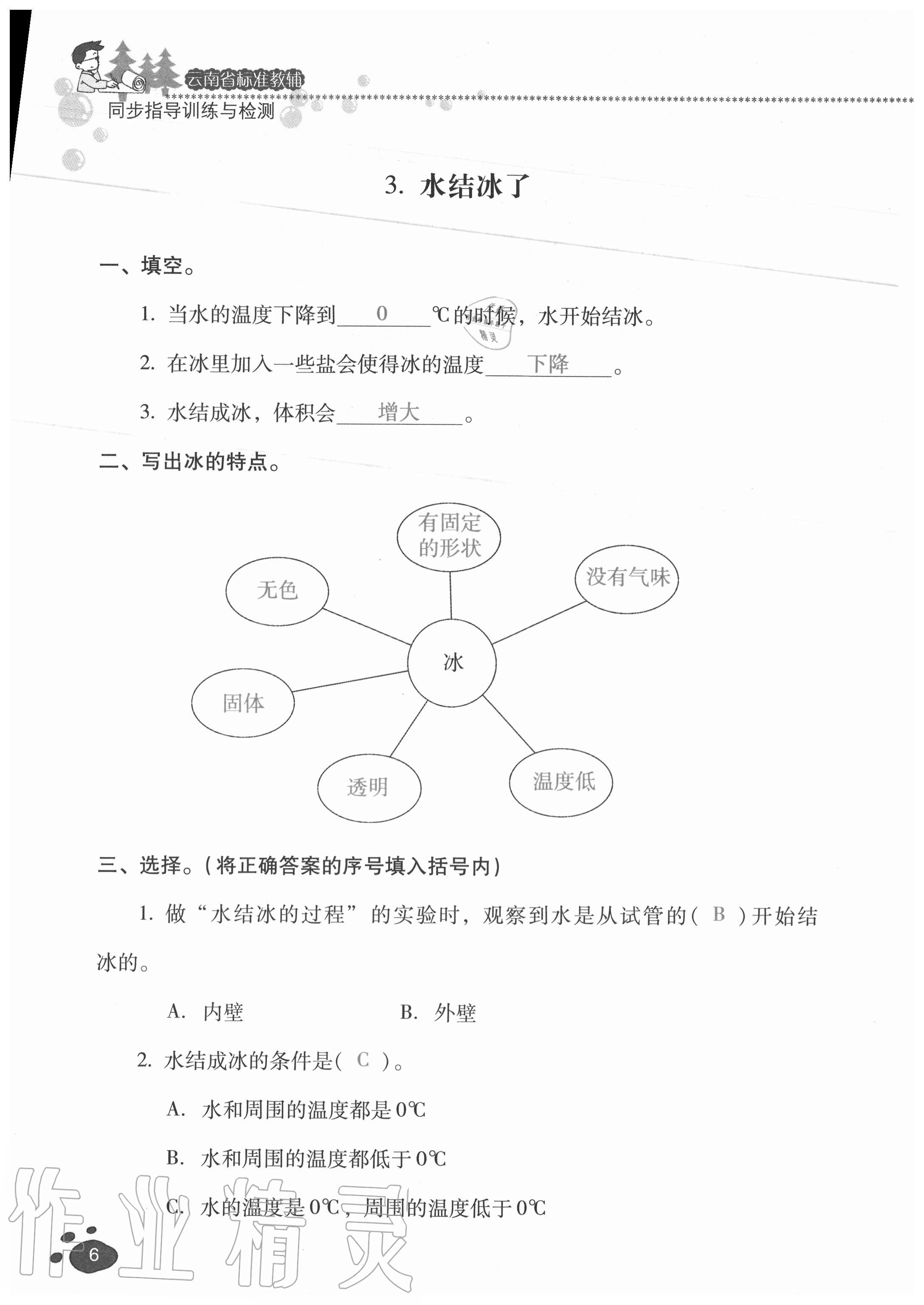2020年云南省标准教辅同步指导训练与检测三年级科学上册教科版 参考答案第5页
