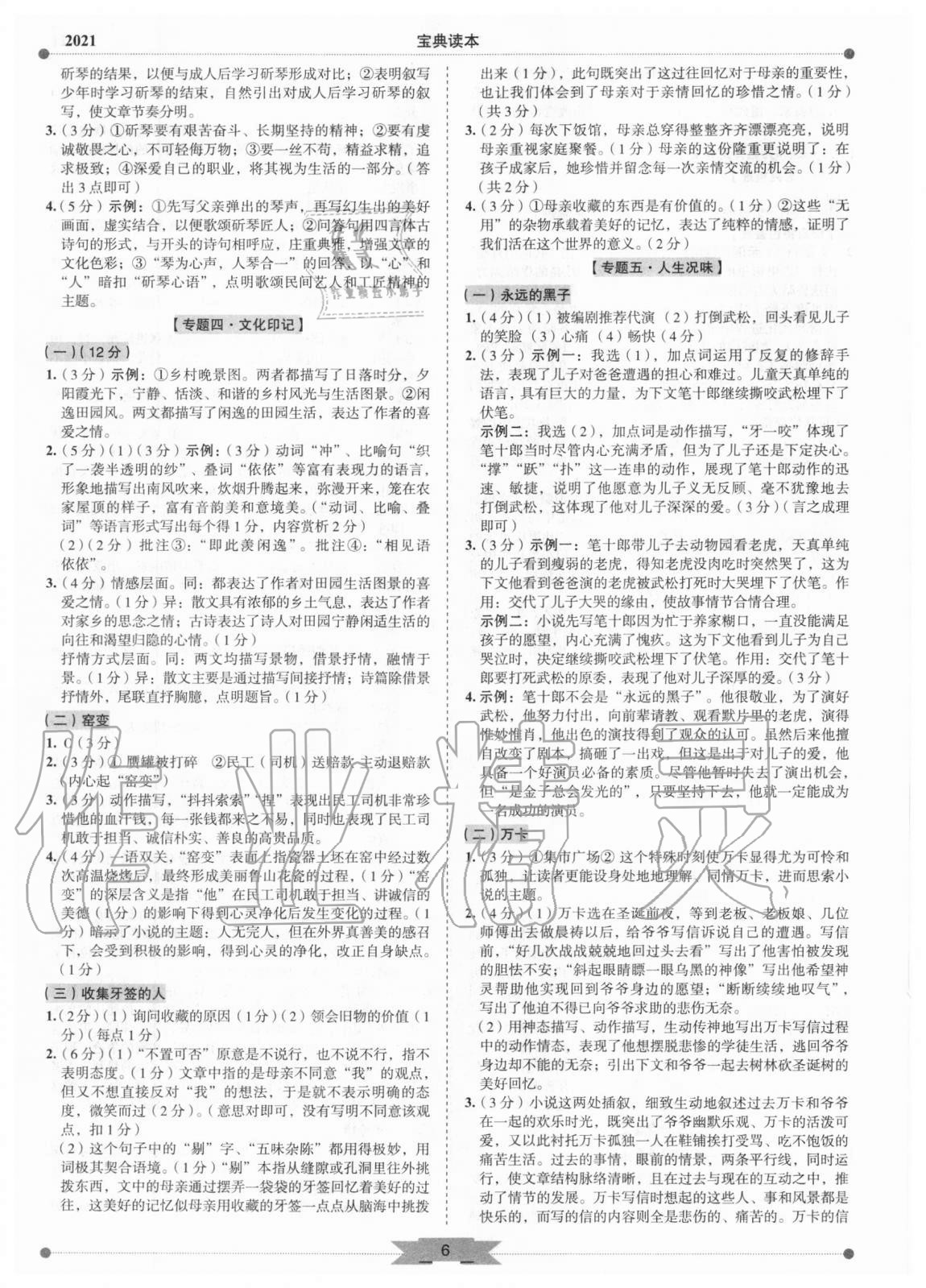 2021年中考宝典现代文阅读技能训练 第6页