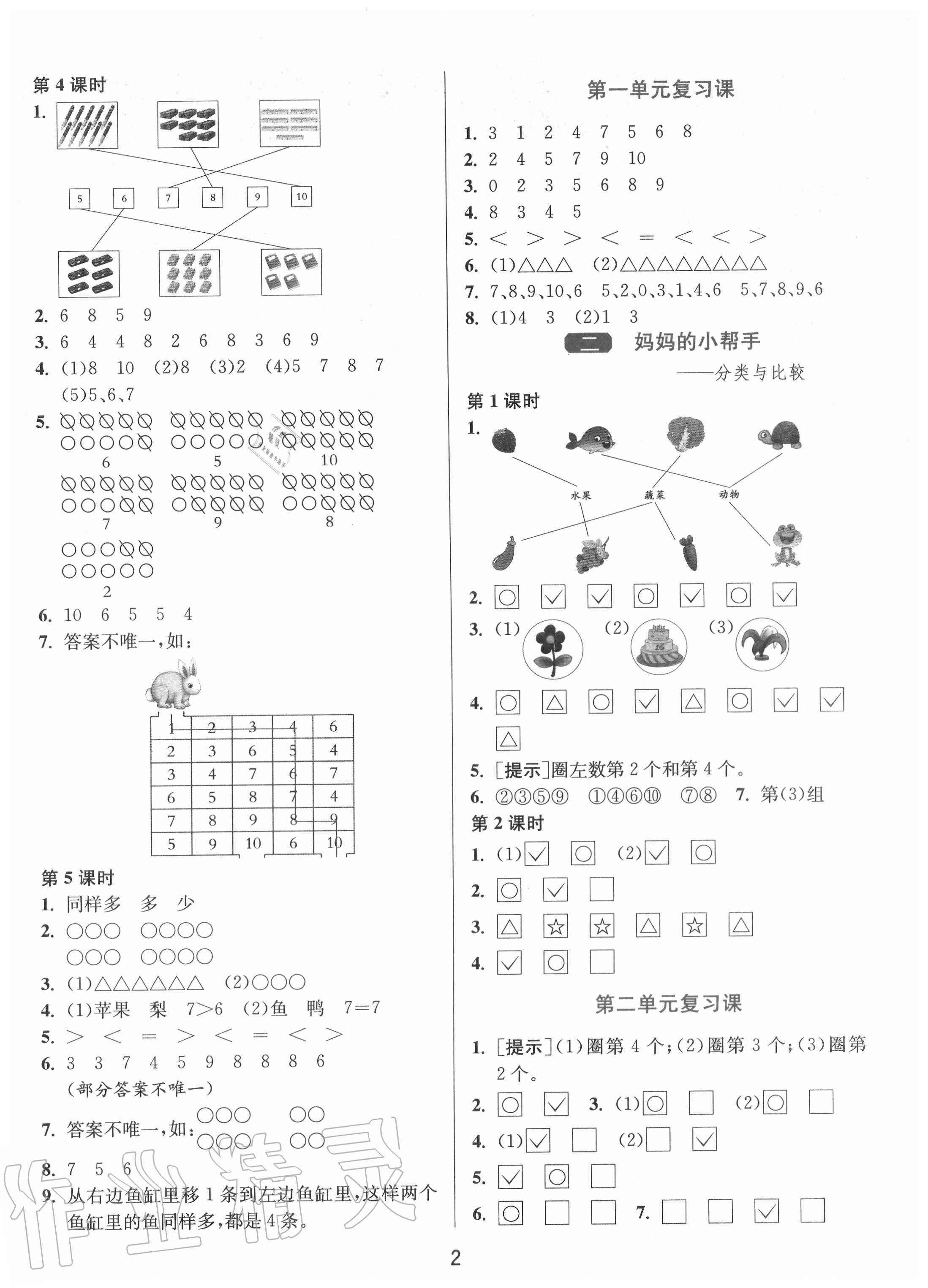 2020年1課3練單元達(dá)標(biāo)測(cè)試一年級(jí)數(shù)學(xué)上冊(cè)青島版 第2頁(yè)