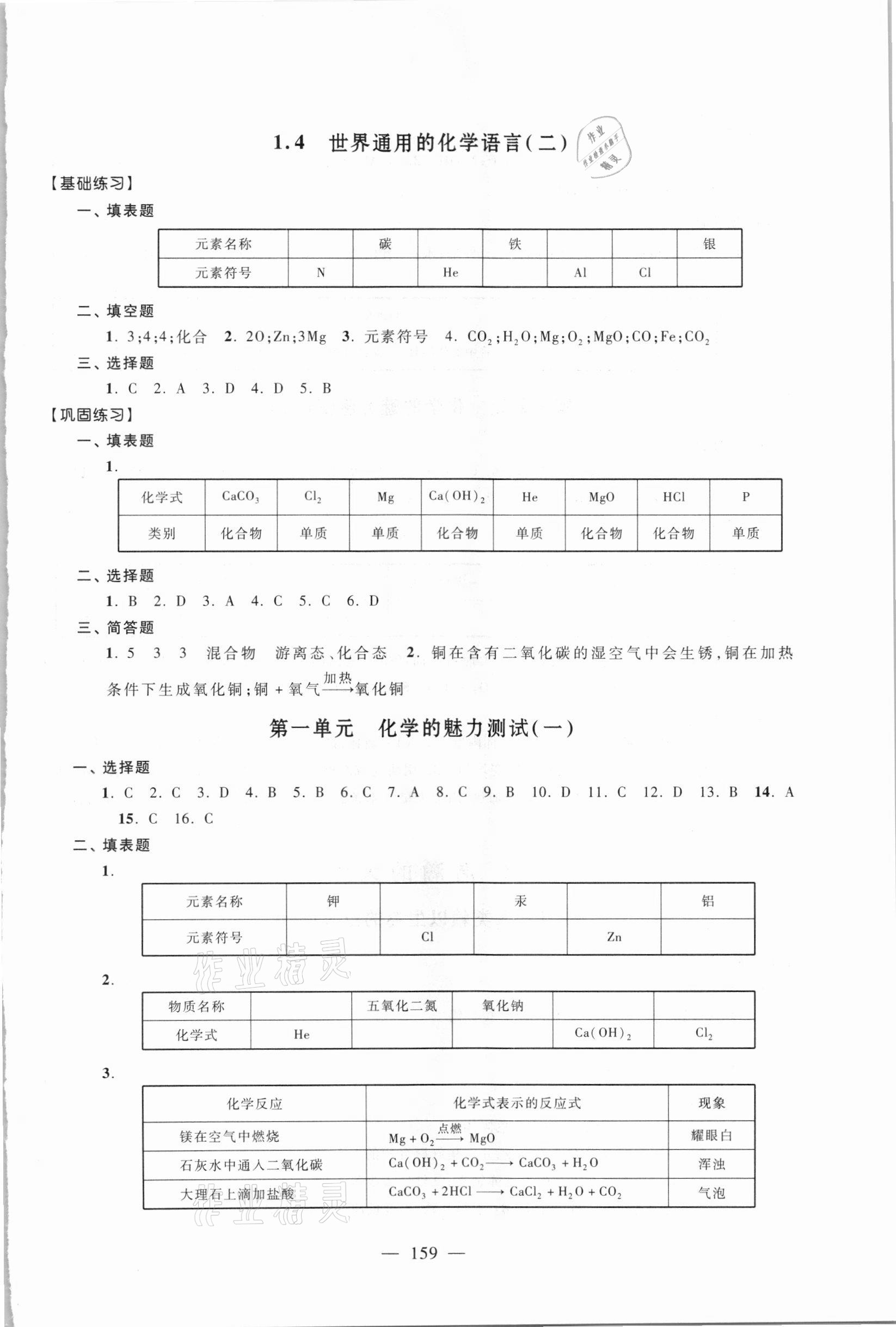 2020年優(yōu)化作業(yè)九年級化學(xué)上冊滬教版上?？萍嘉墨I出版社 參考答案第6頁