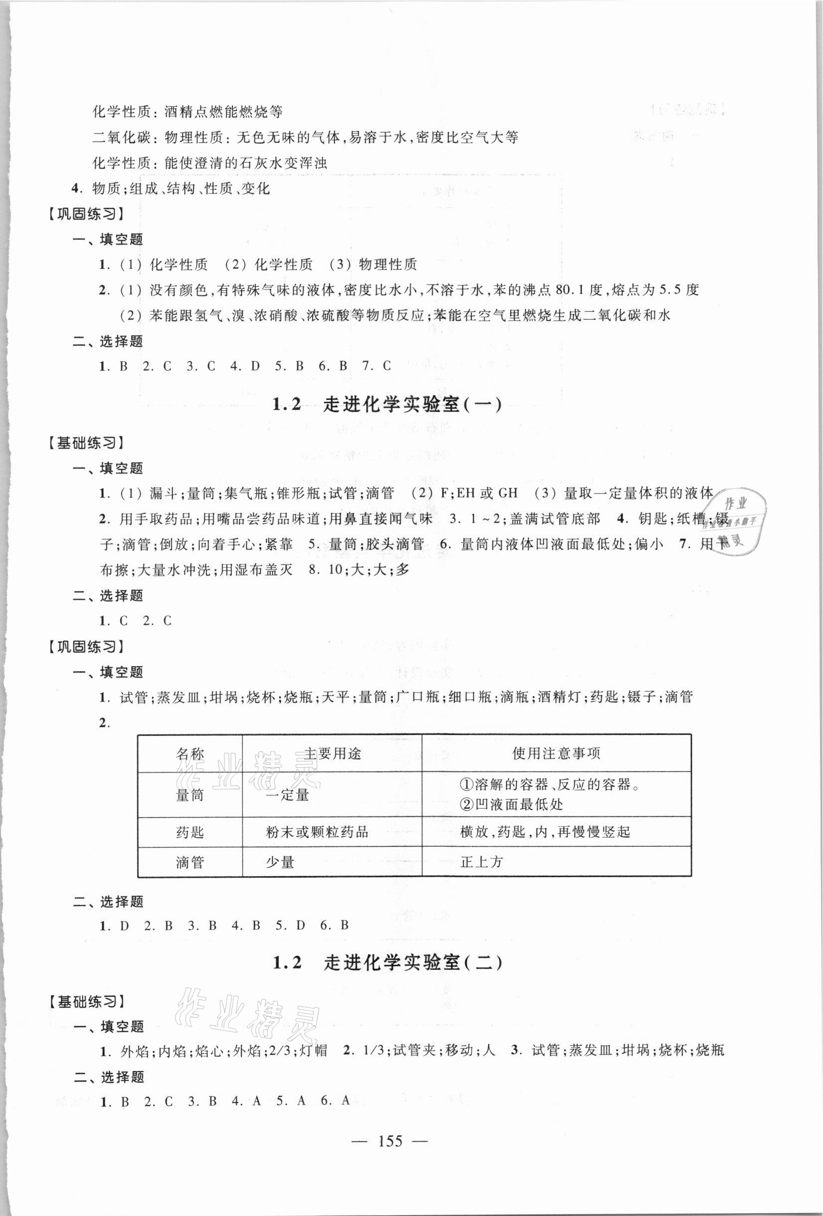 2020年優(yōu)化作業(yè)九年級(jí)化學(xué)上冊(cè)滬教版上海科技文獻(xiàn)出版社 參考答案第2頁(yè)