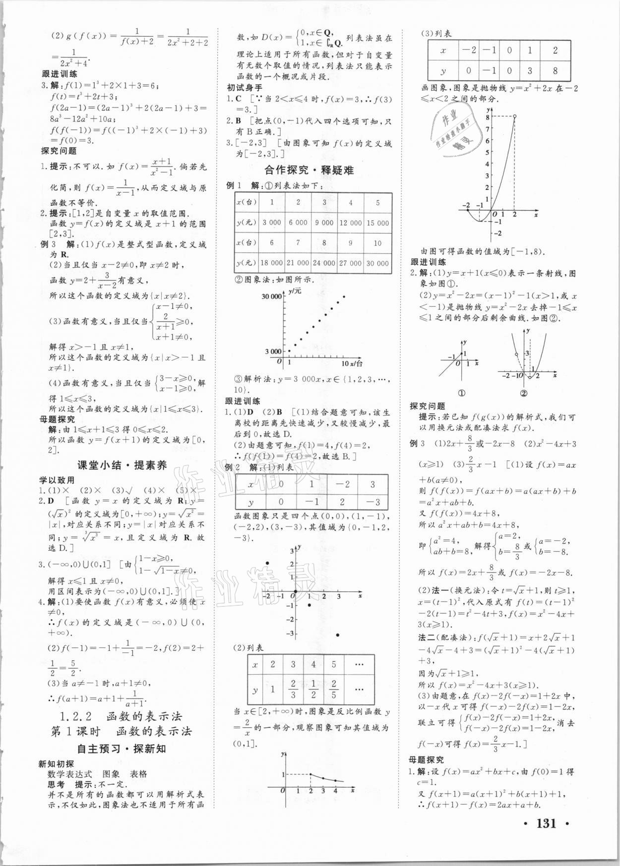 2020年课堂新坐标高中同步导学案数学必修1人教A版 参考答案第5页