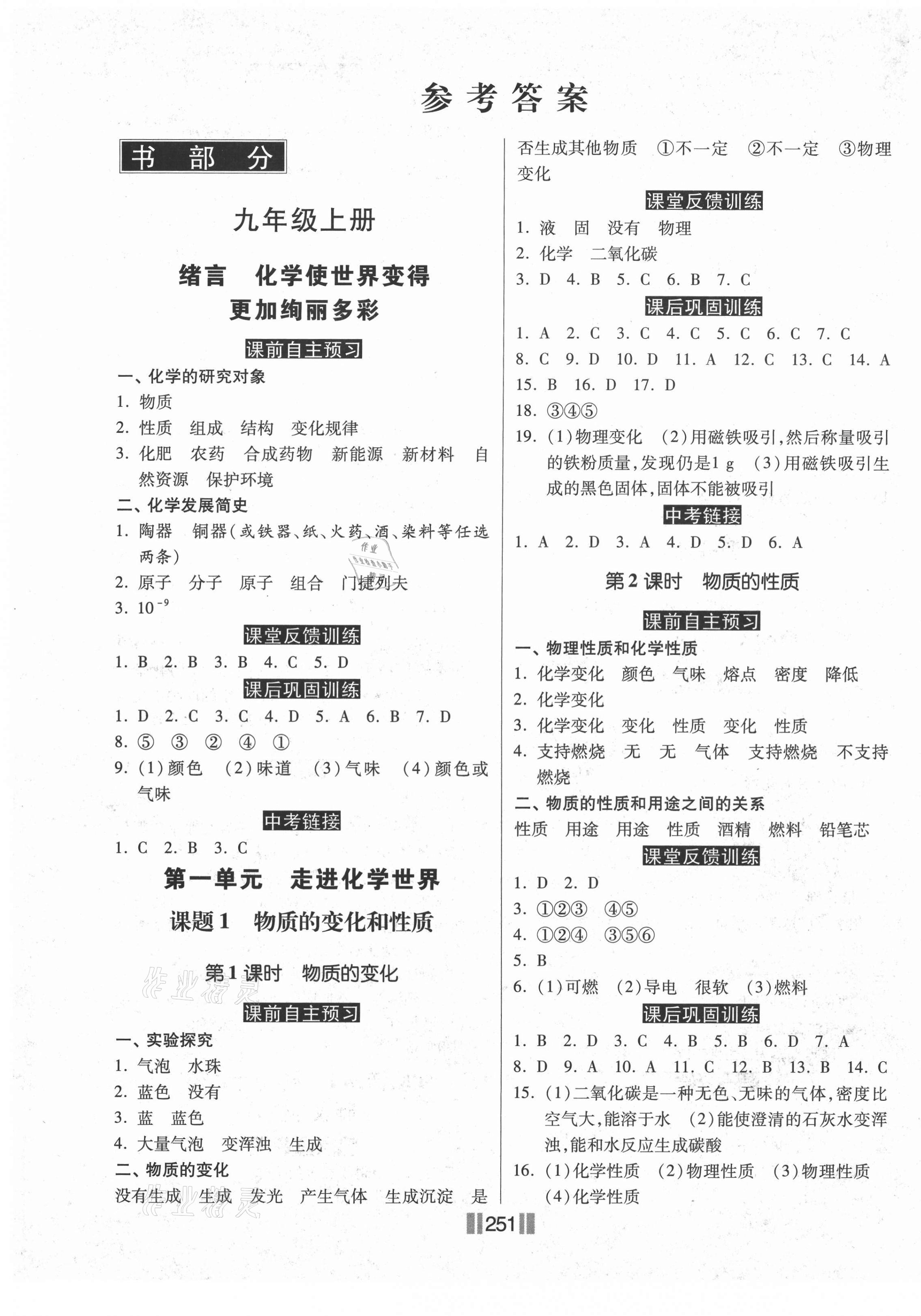 2020年課時練同步訓(xùn)練與測評九年級化學(xué)全一冊人教版 第1頁