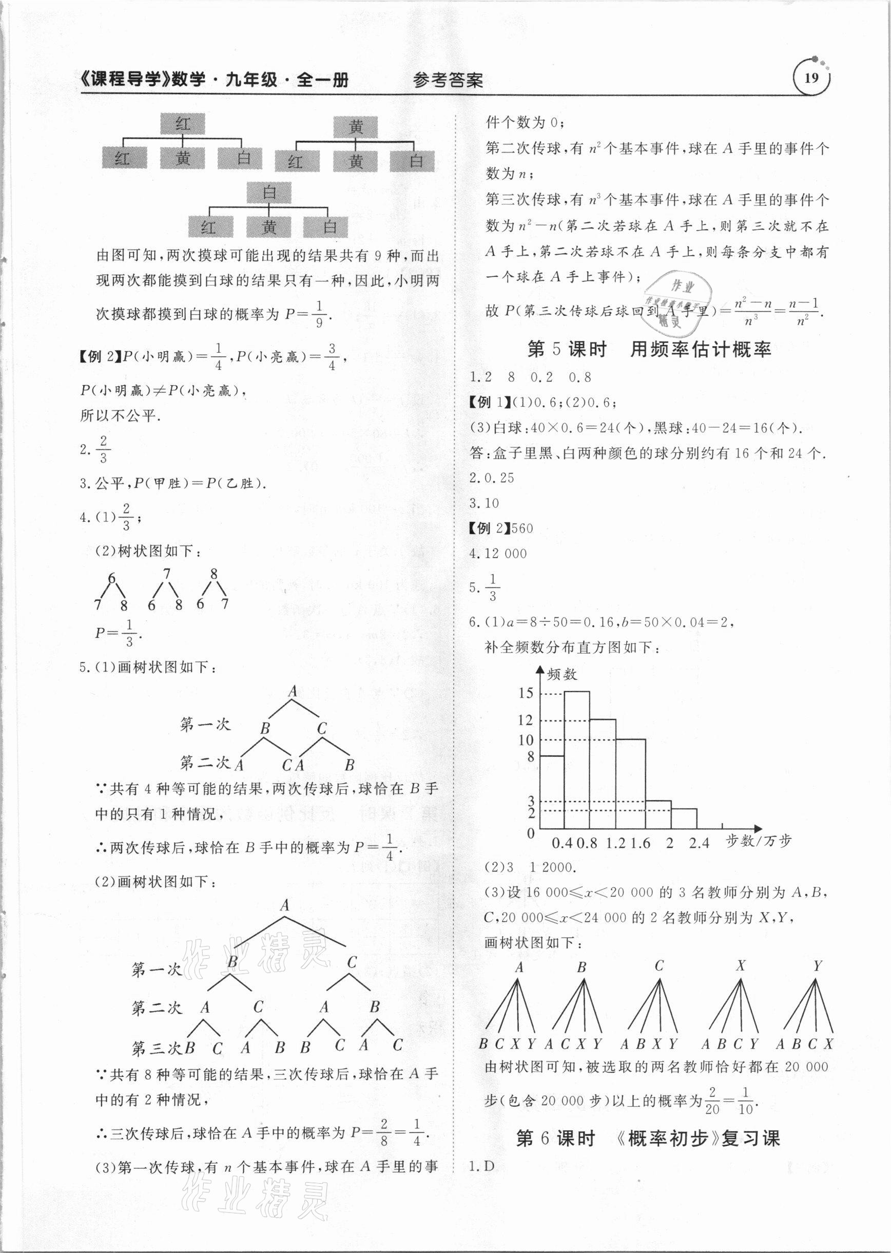 2020年课程导学九年级数学全一册人教版 参考答案第19页