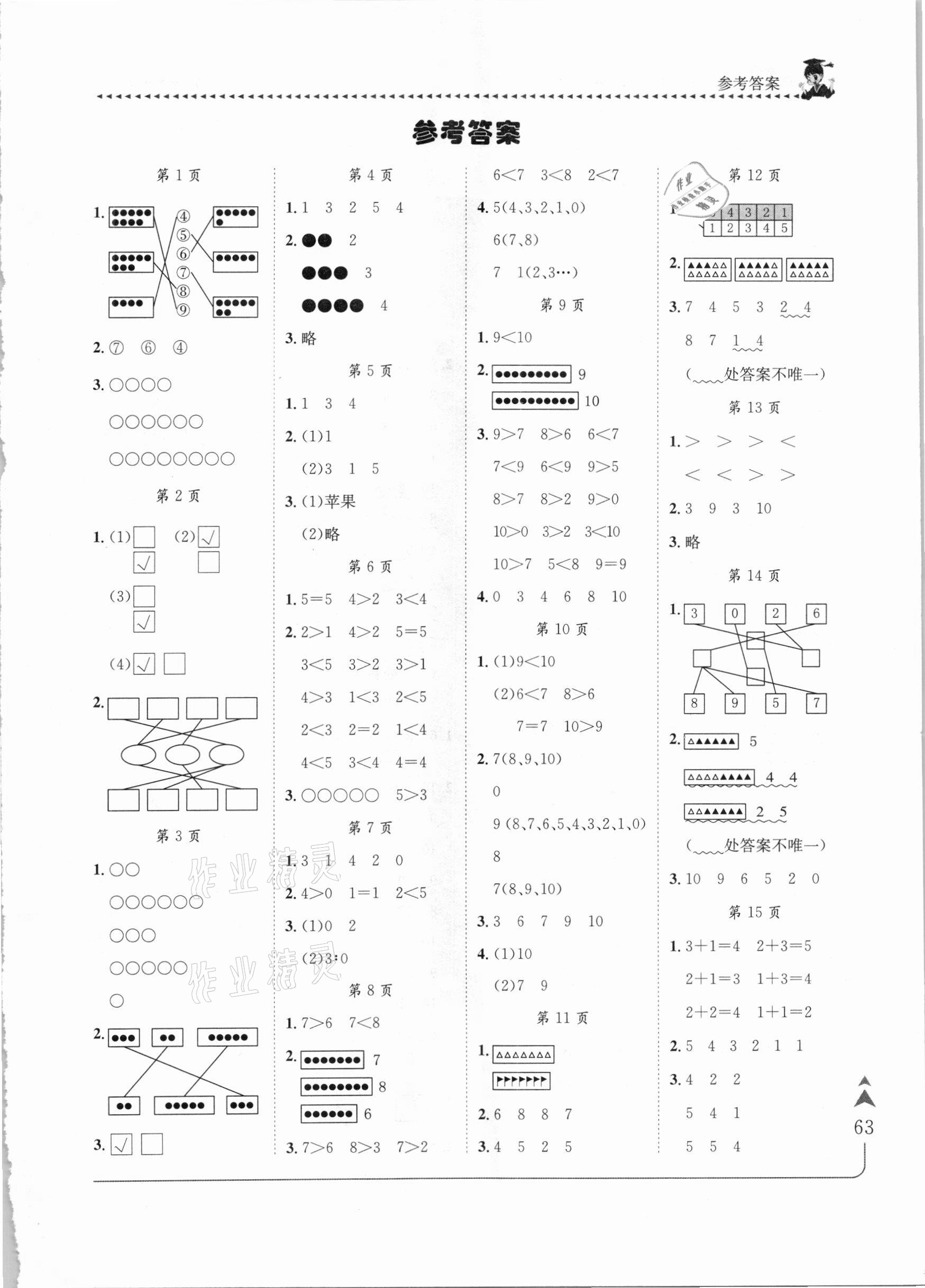 2020年黄冈小状元口算速算练习册一年级数学上册北京课改版