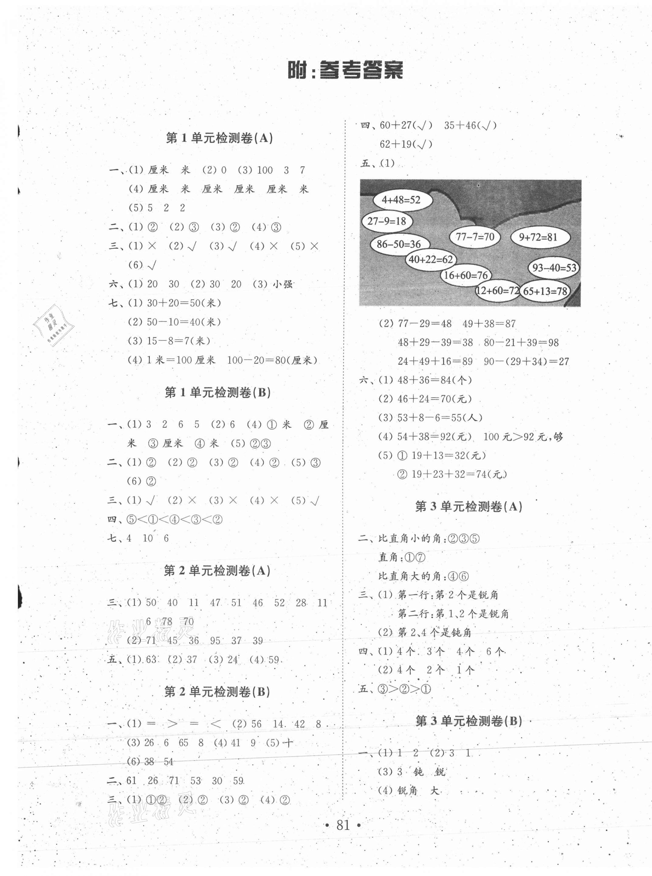 2020年金鑰匙小學(xué)數(shù)學(xué)試卷二年級(jí)上冊(cè)人教版 第1頁(yè)