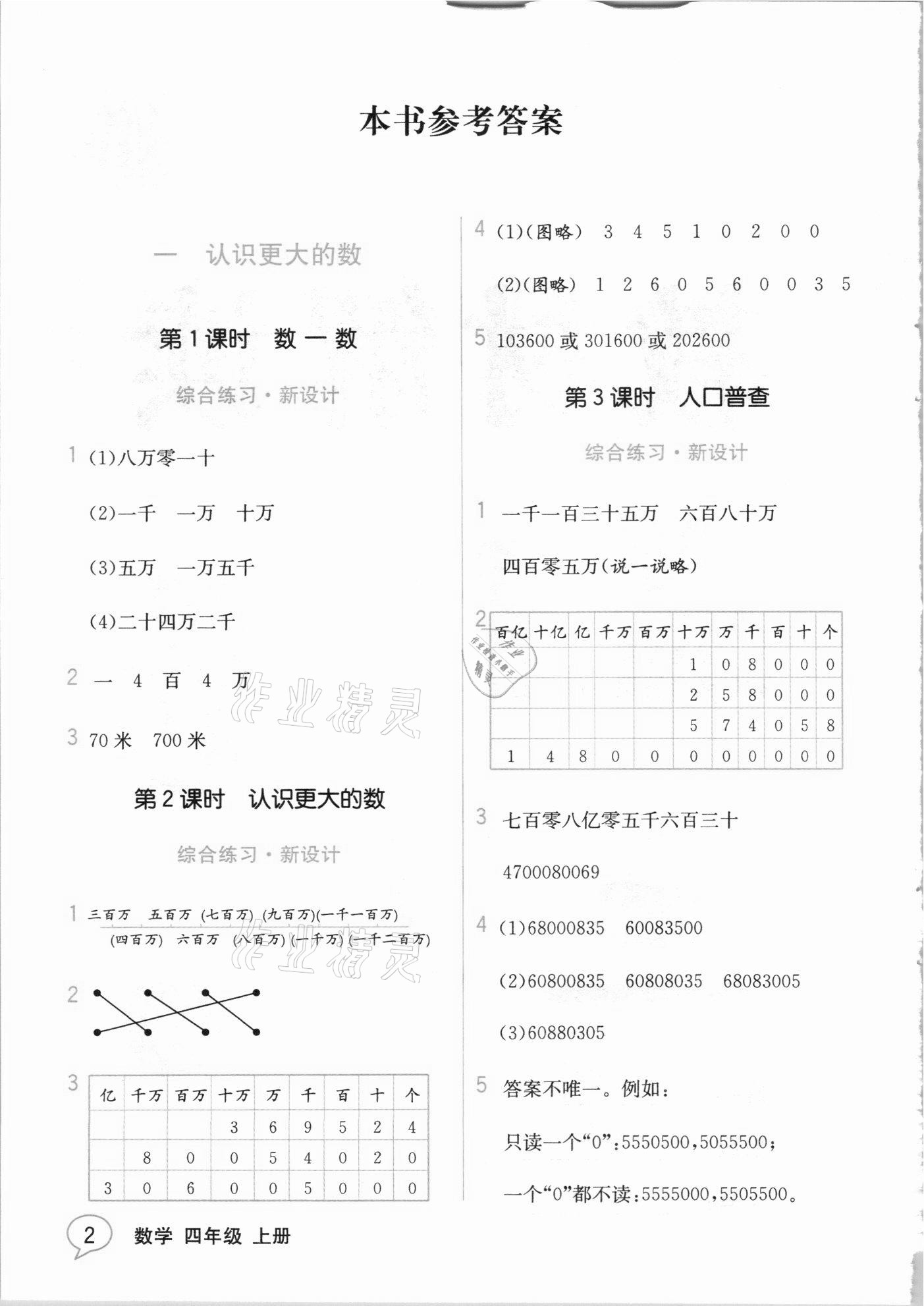 2020年教材解讀四年級數(shù)學上冊北師大版 參考答案第1頁