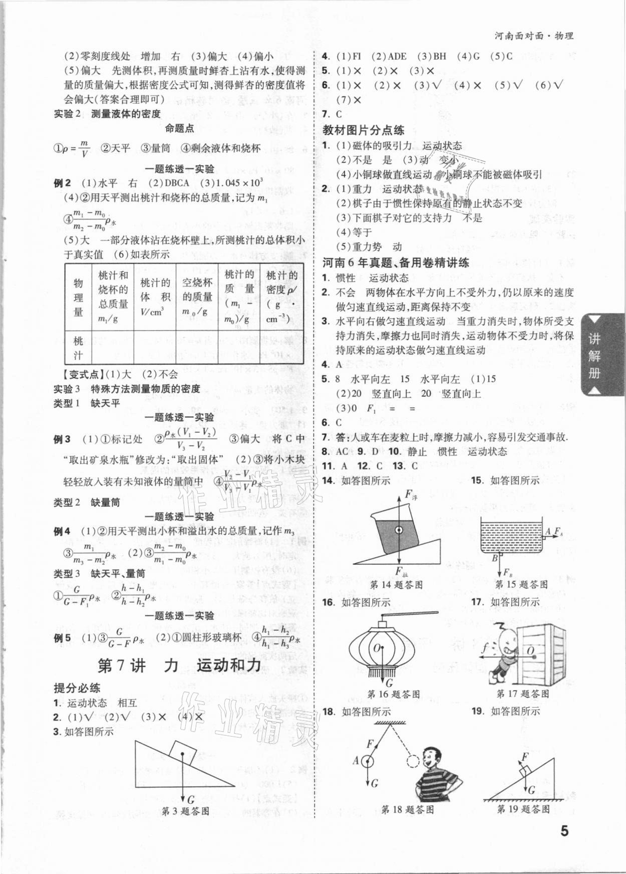 2021年中考面对面物理河南专版 参考答案第4页