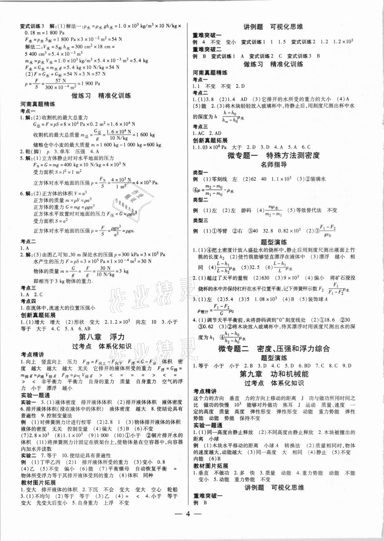 2021年鼎成中考精准提分物理河南专版 参考答案第4页