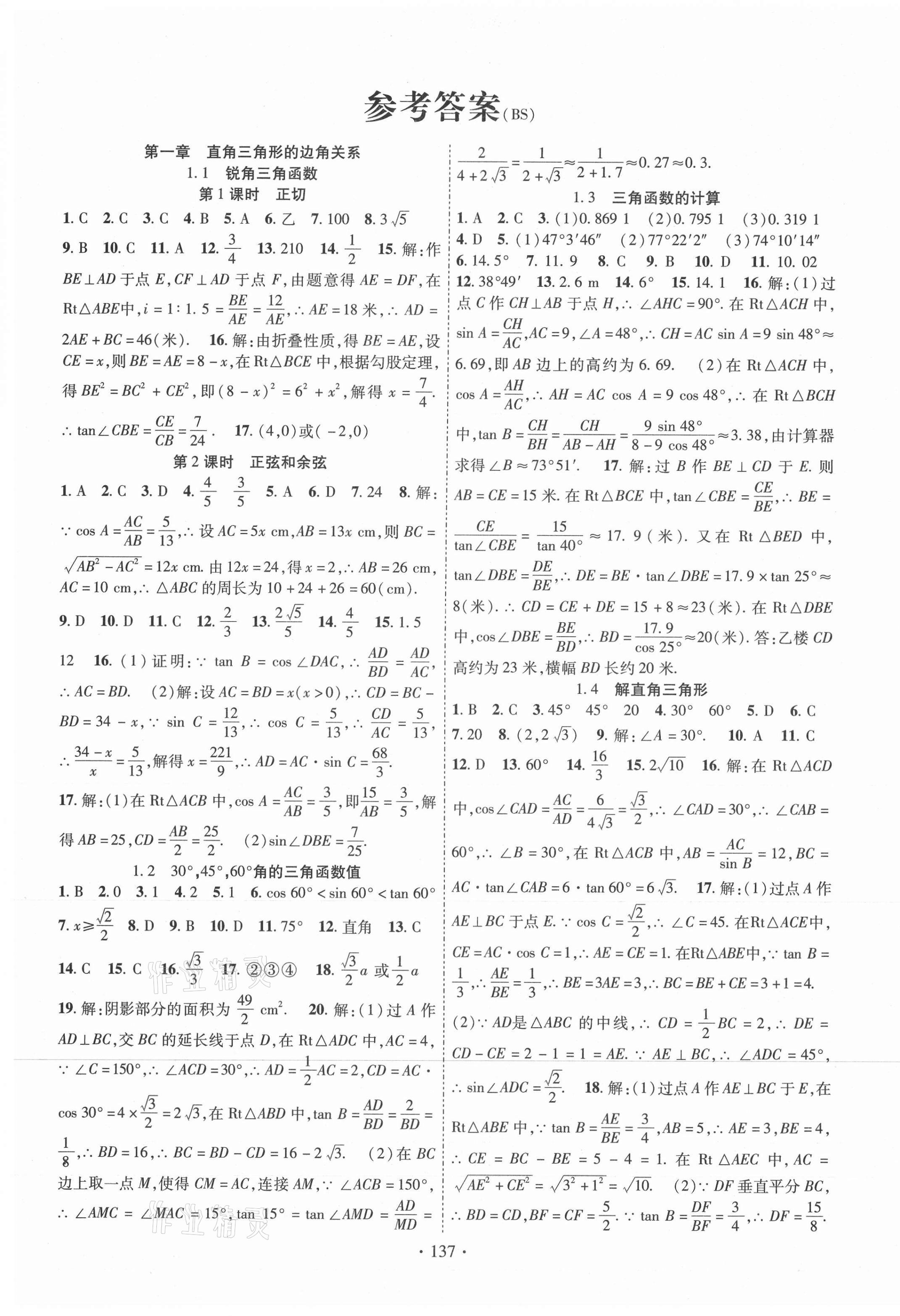 2021年课时掌控九年级数学下册北师大版 第1页