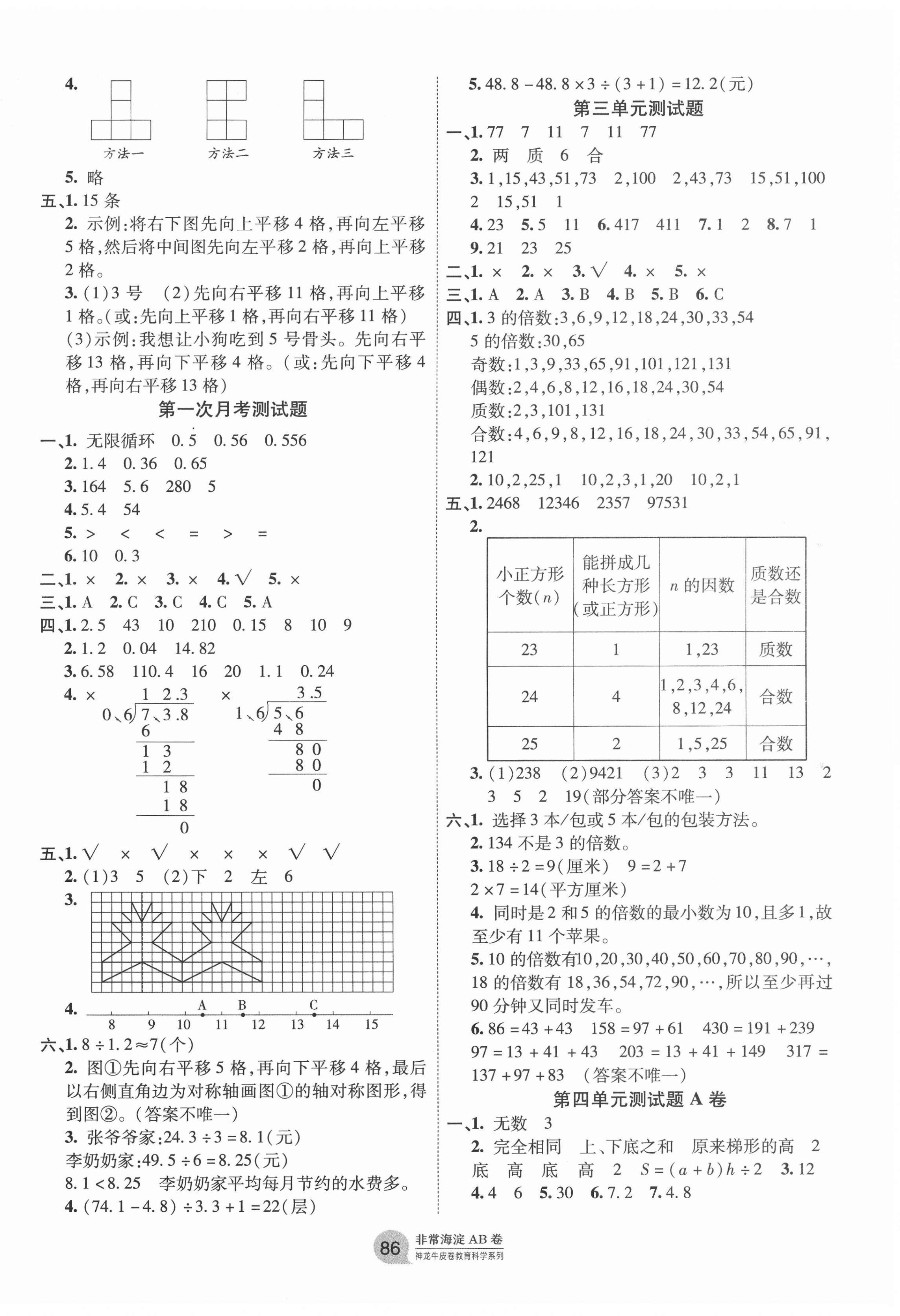 2020年海淀單元測試AB卷五年級數(shù)學(xué)上冊北師大版 第2頁