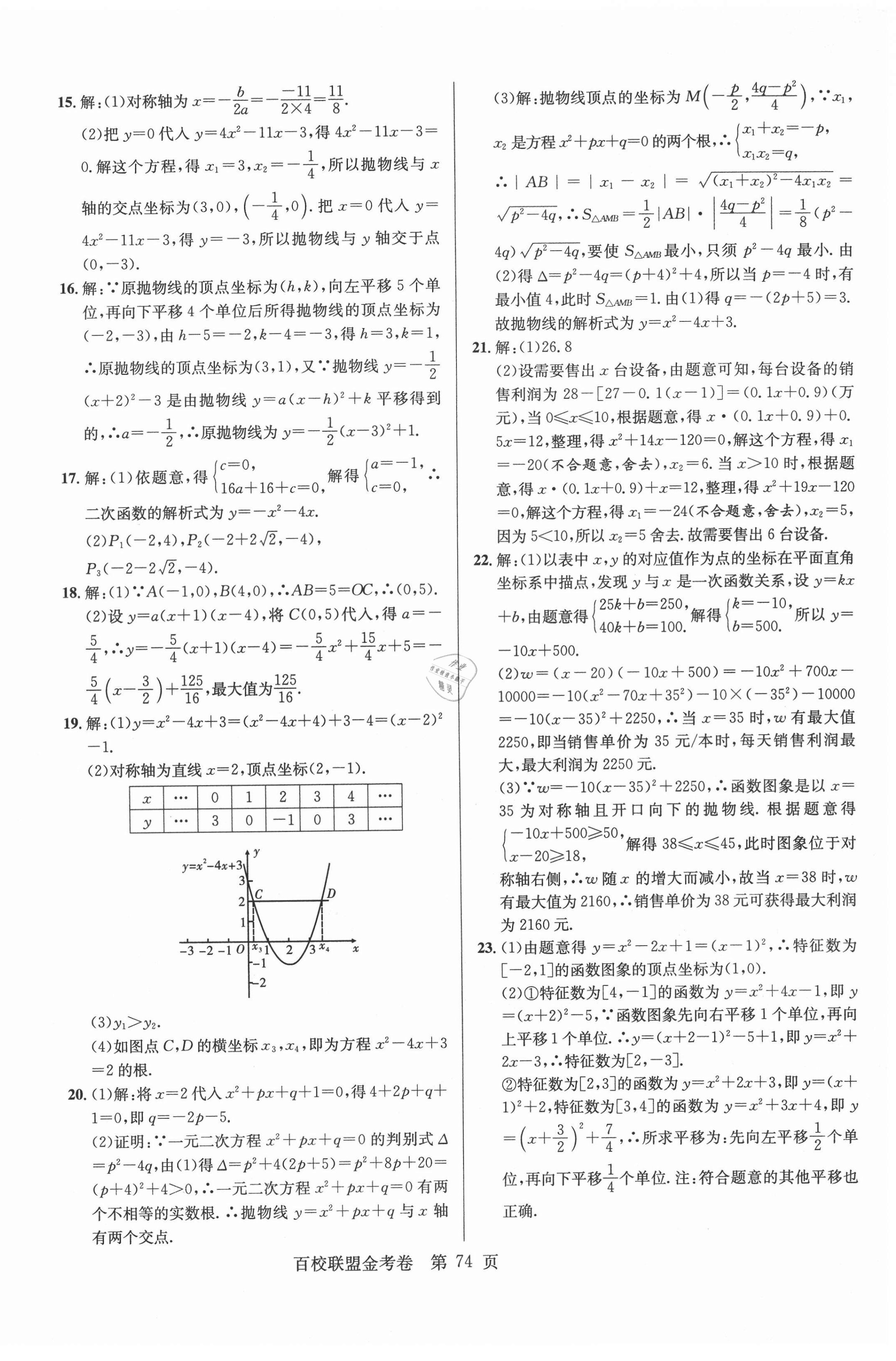2020年百校联盟金考卷九年级数学上册人教版 第2页