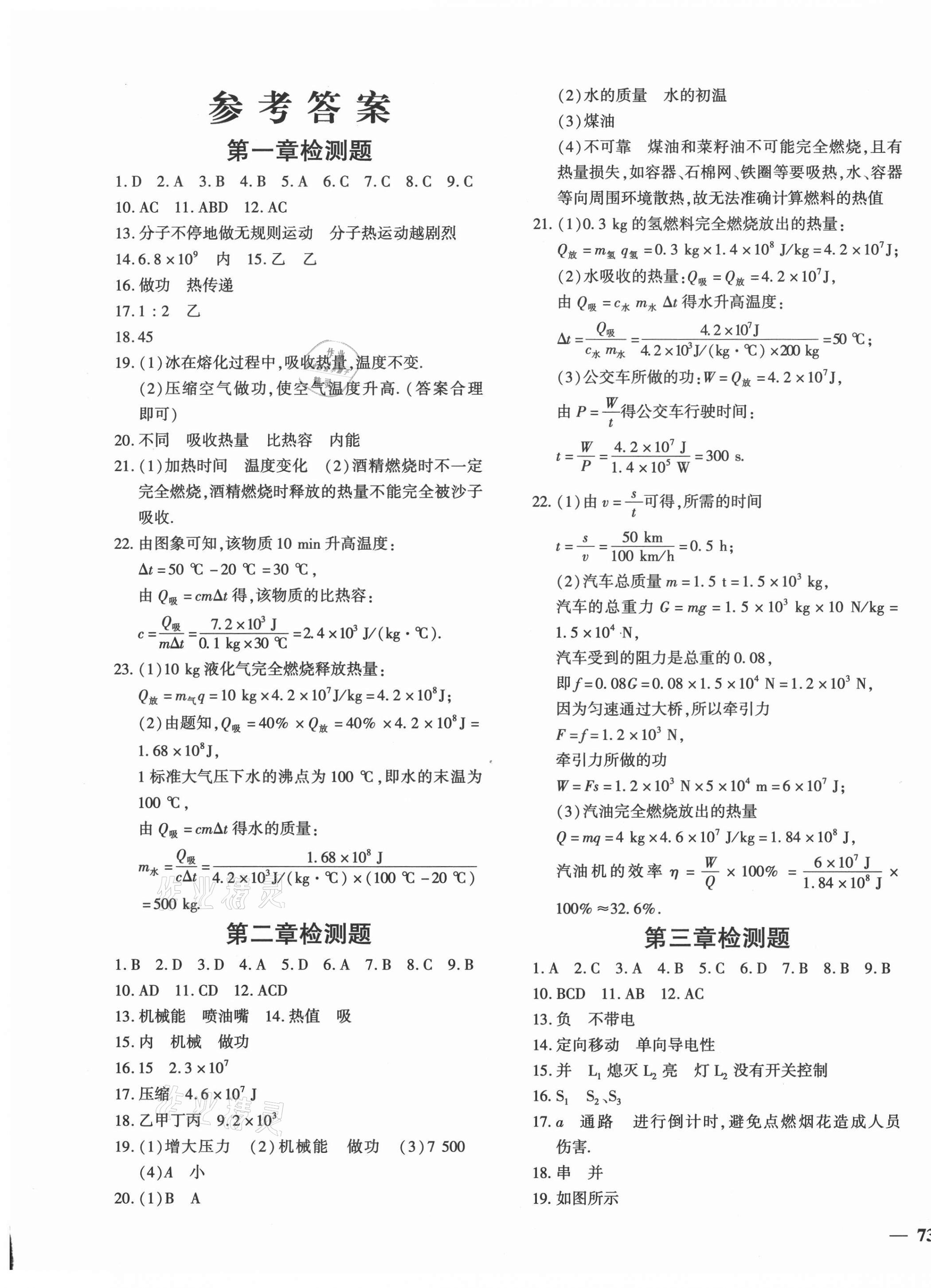 2020年黄冈360度定制密卷九年级物理全一册教科版 第1页