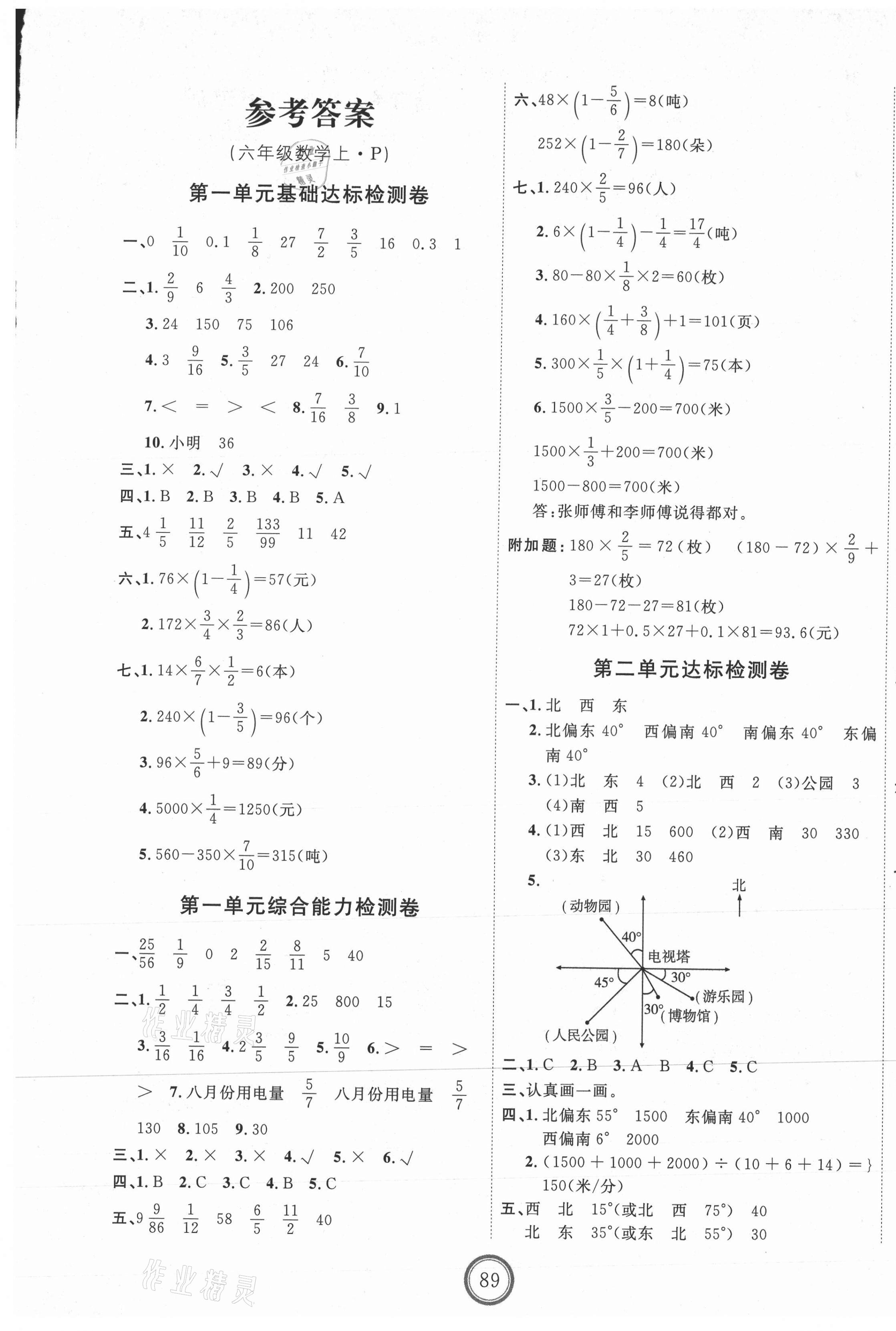 2020年優(yōu)加密卷六年級數(shù)學(xué)上冊人教版P版 第1頁