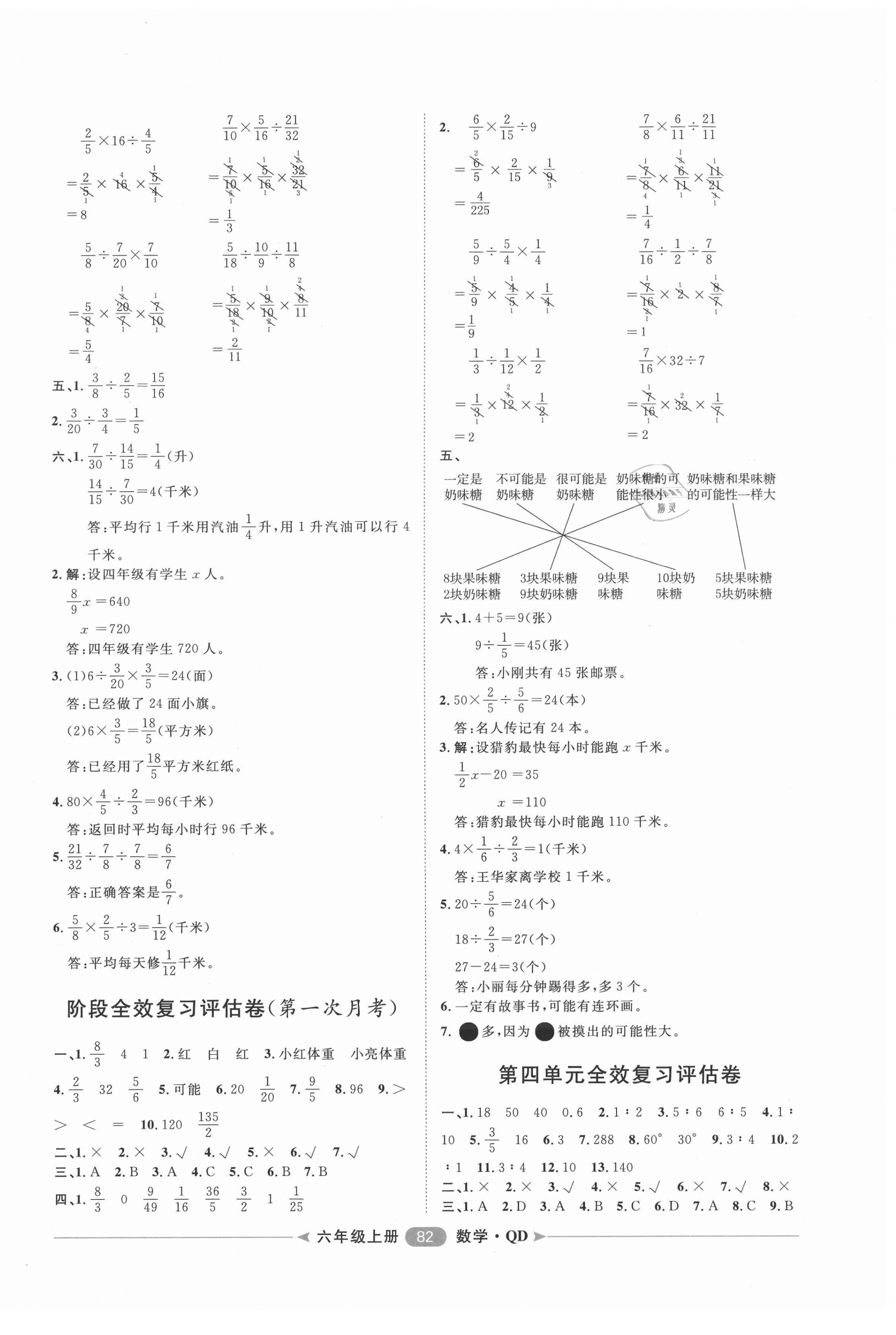 2020年陽(yáng)光計(jì)劃第二步單元期末復(fù)習(xí)與評(píng)價(jià)六年級(jí)數(shù)學(xué)上冊(cè)青島版 第2頁(yè)