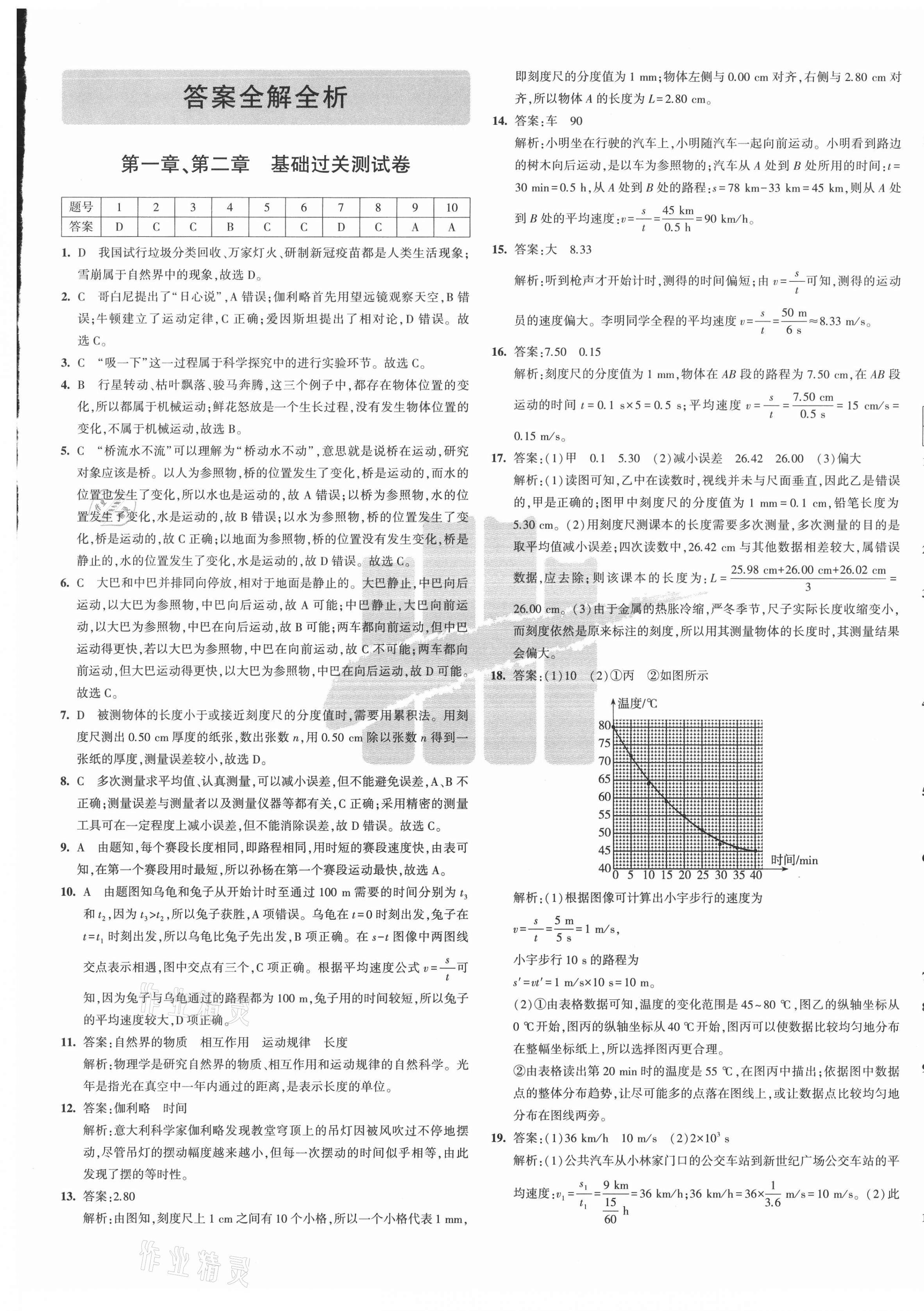 2020年5年中考3年模拟初中试卷八年级物理上册沪科版 第1页