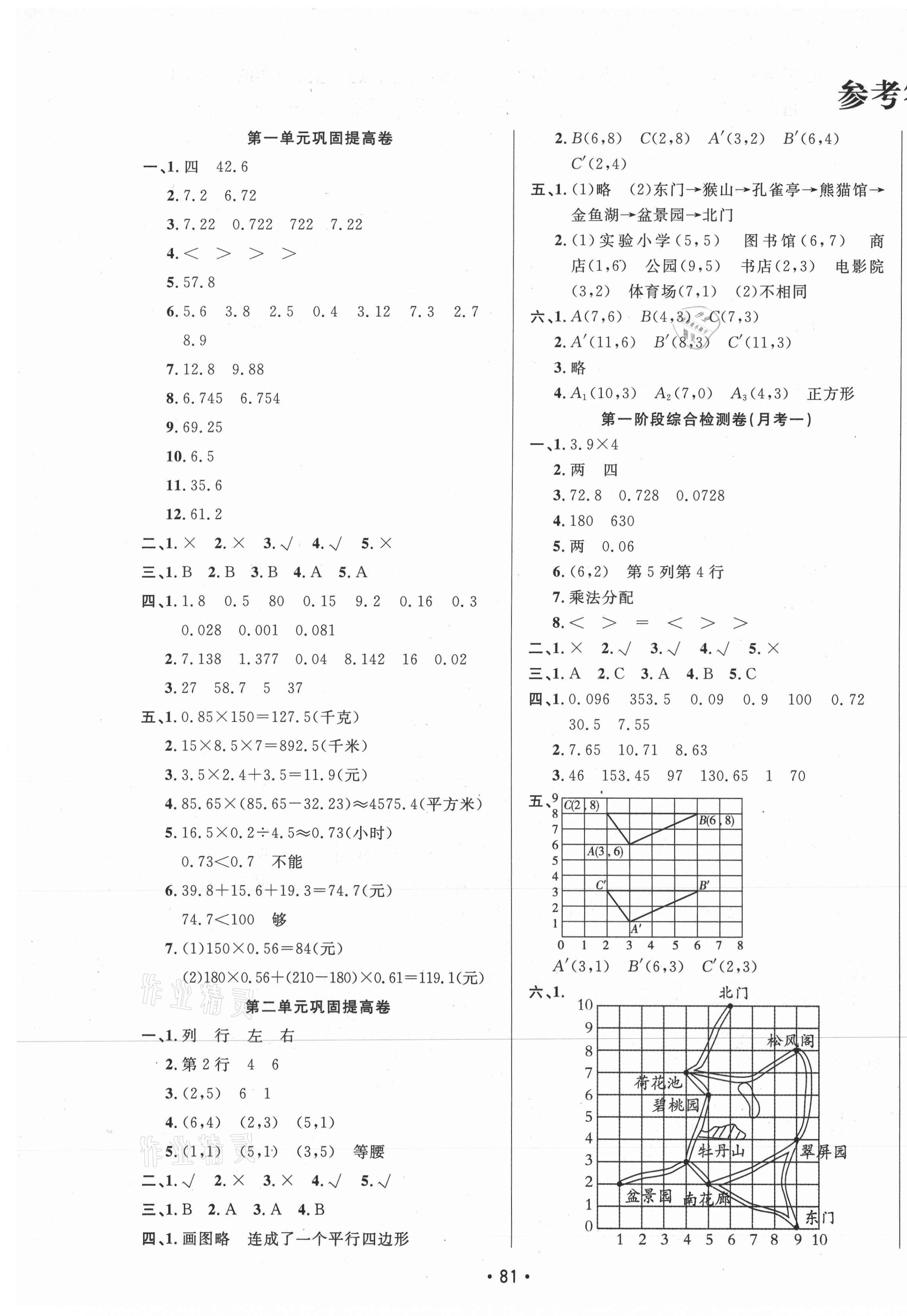 2020年三翼单元测试卷黄冈100分五年级数学上册人教版 第1页