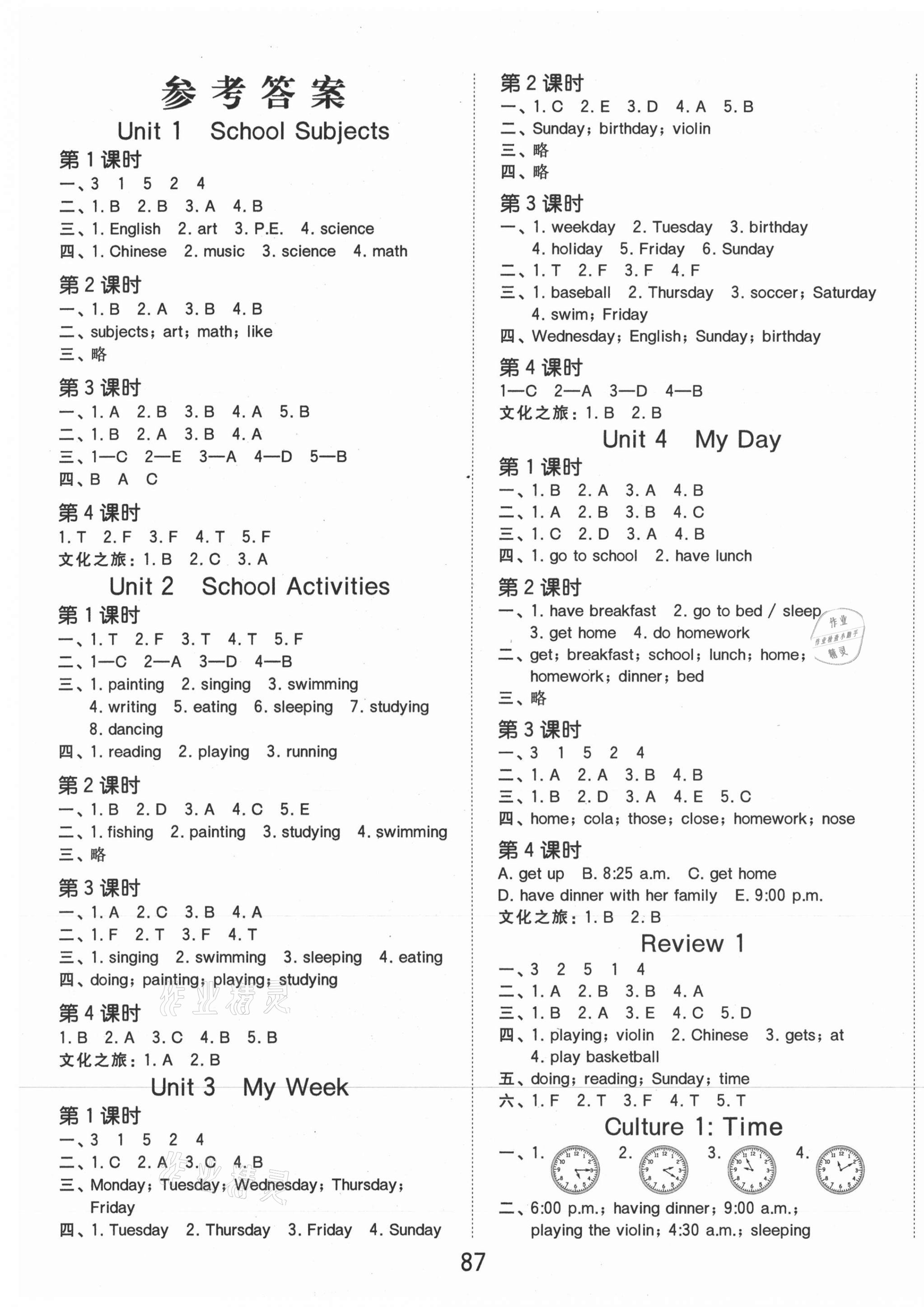 2020年陽光同學(xué)課時優(yōu)化作業(yè)四年級英語上冊廣東人民版 第1頁