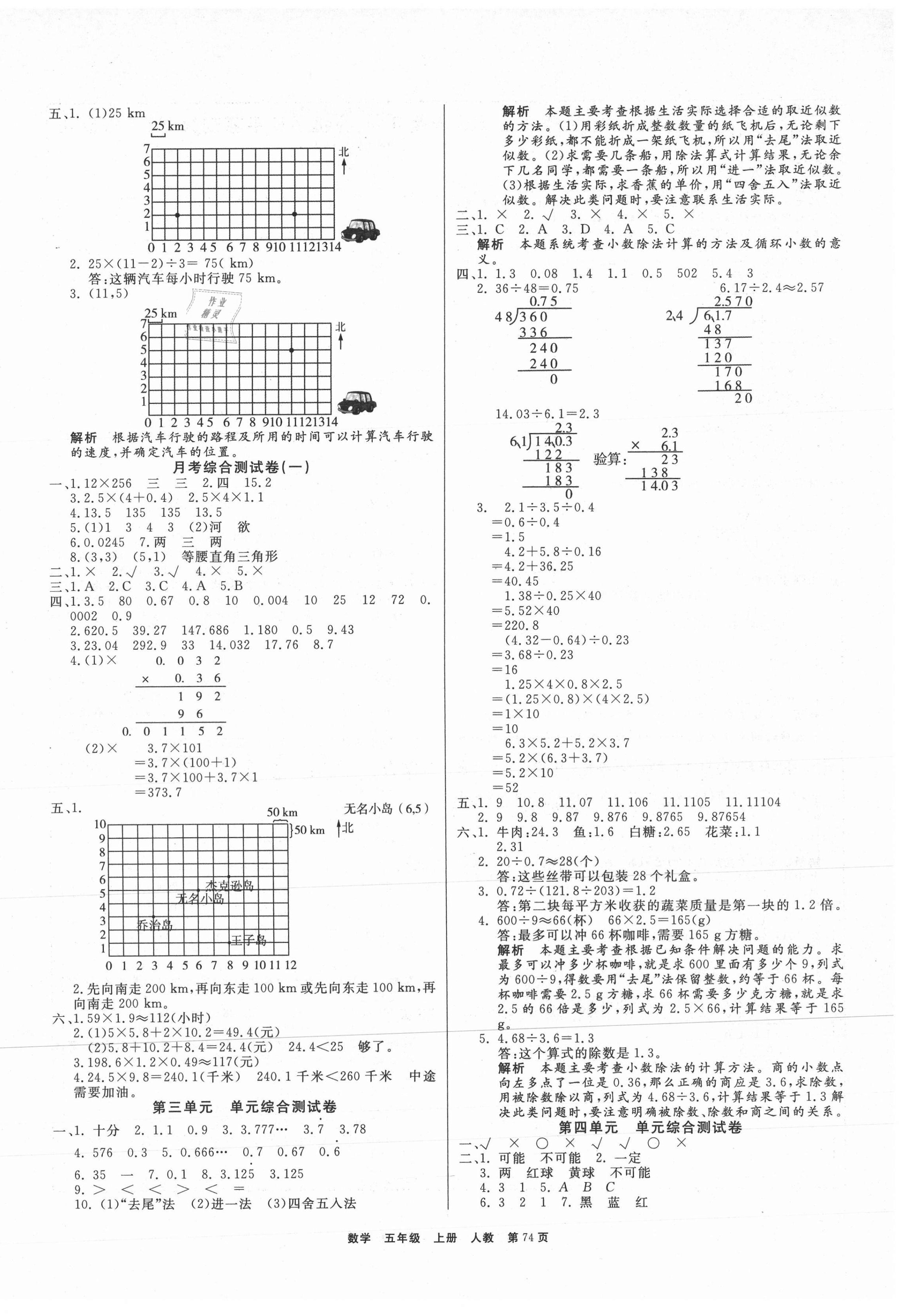 2020年全優(yōu)考評(píng)一卷通五年級(jí)數(shù)學(xué)上冊(cè)人教版 參考答案第2頁(yè)