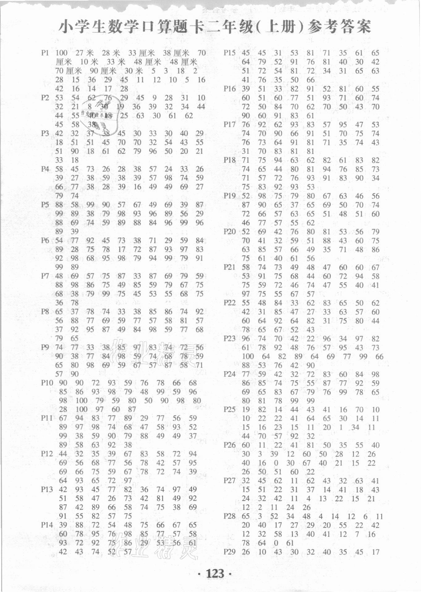 2020年小学生数学口算题卡二年级上册人教版黑龙江美术出版社 第1页