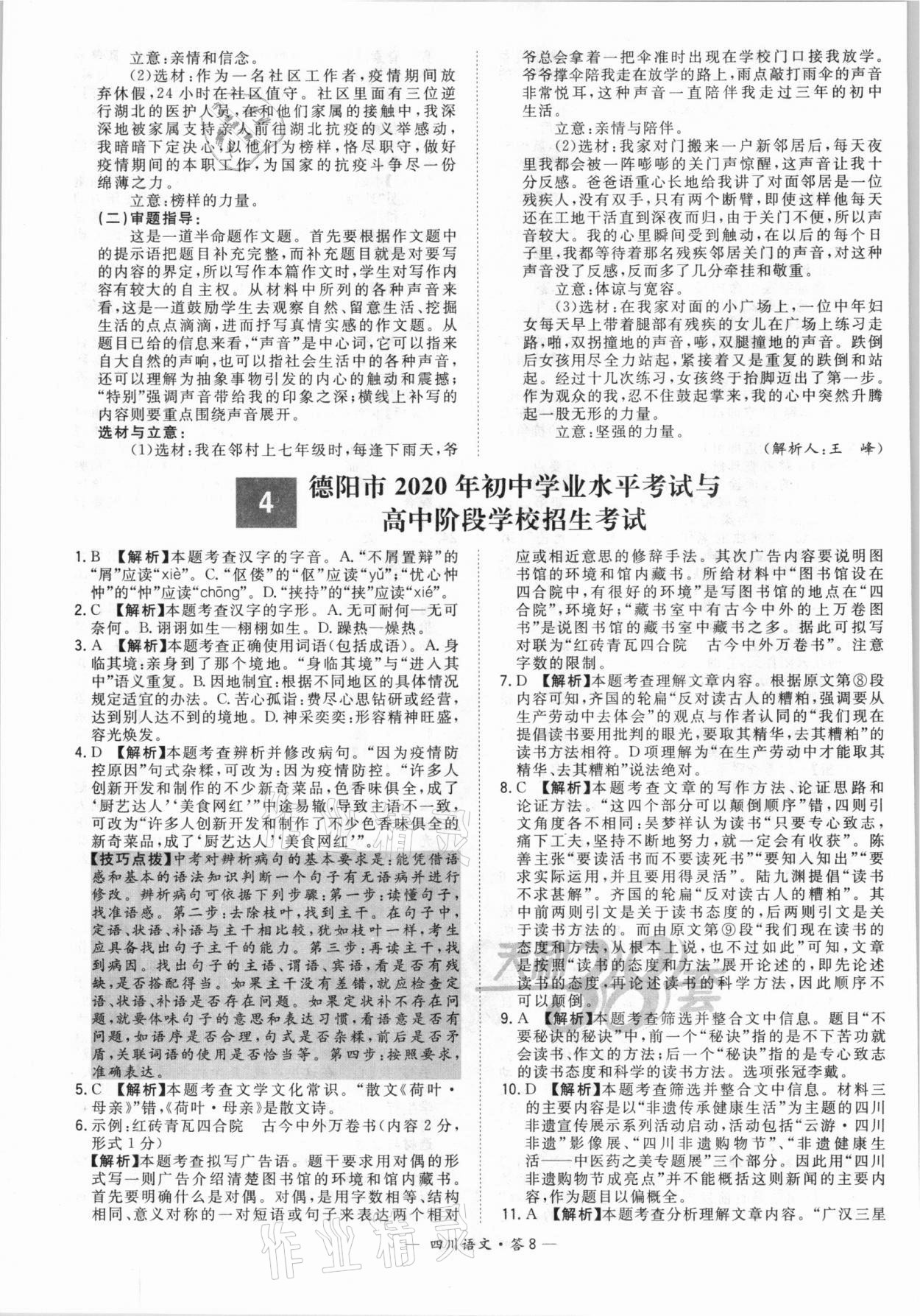 2021年天利38套中考试题精选语文四川专版 第8页
